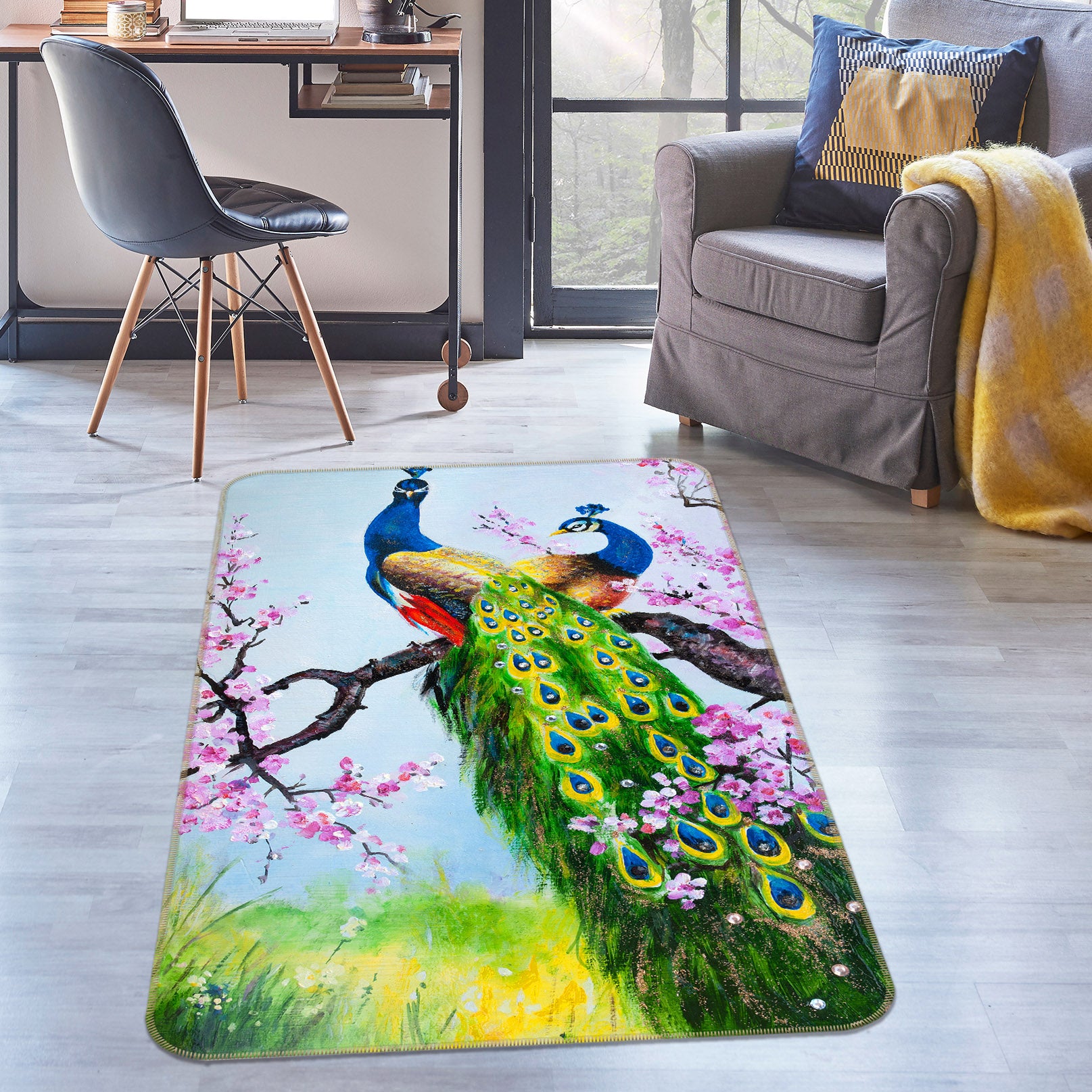 3D Peacock 26040 Non Slip Rug Mat