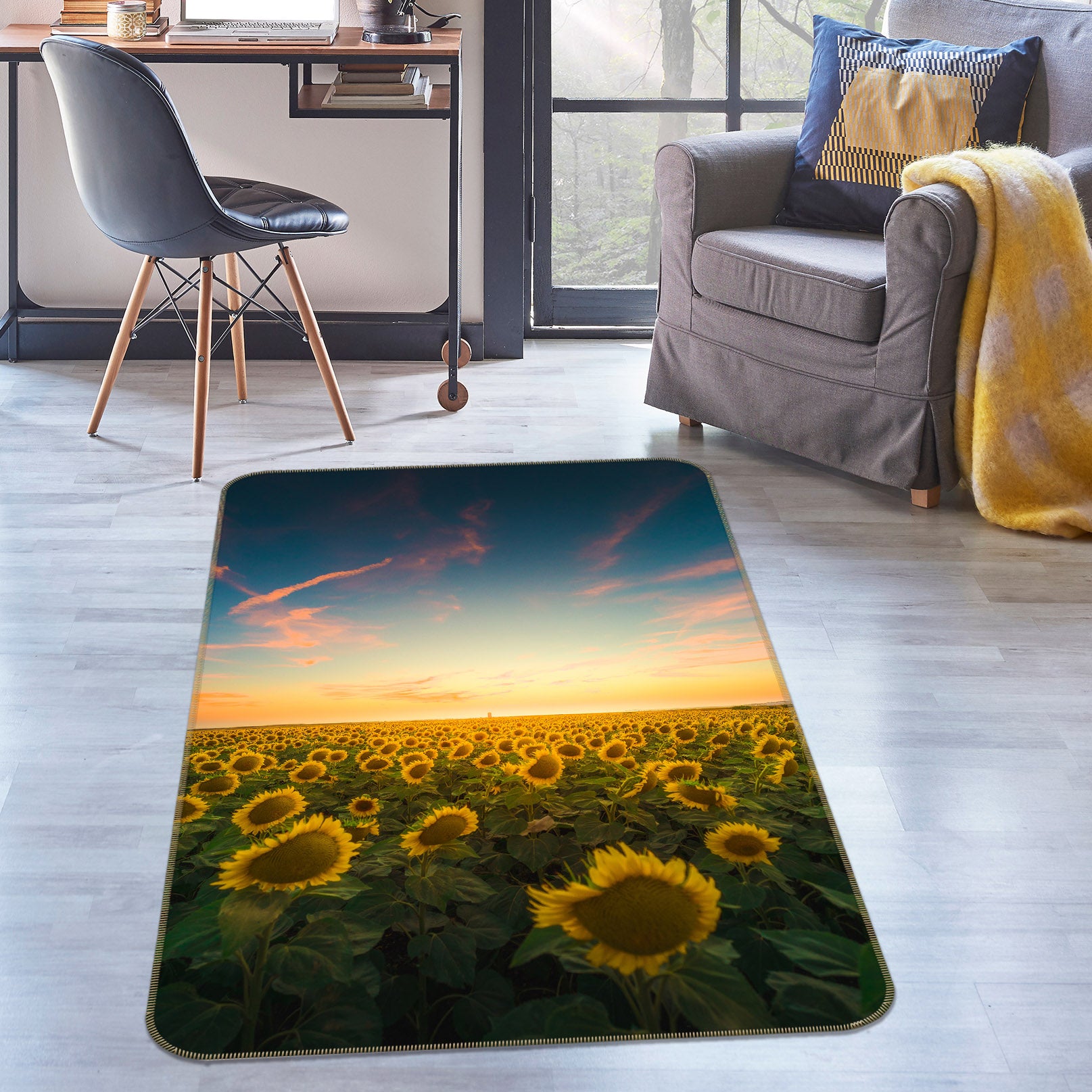 3D Sunflower Bush 29238 Non Slip Rug Mat