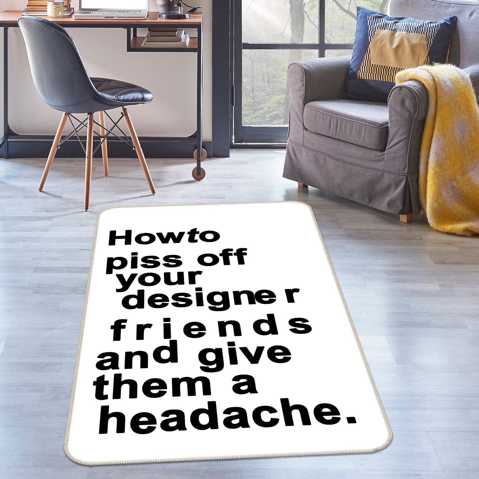 3D The Headache White 1122 Boris Draschoff Rug Non Slip Rug Mat Mat AJ Creativity Home