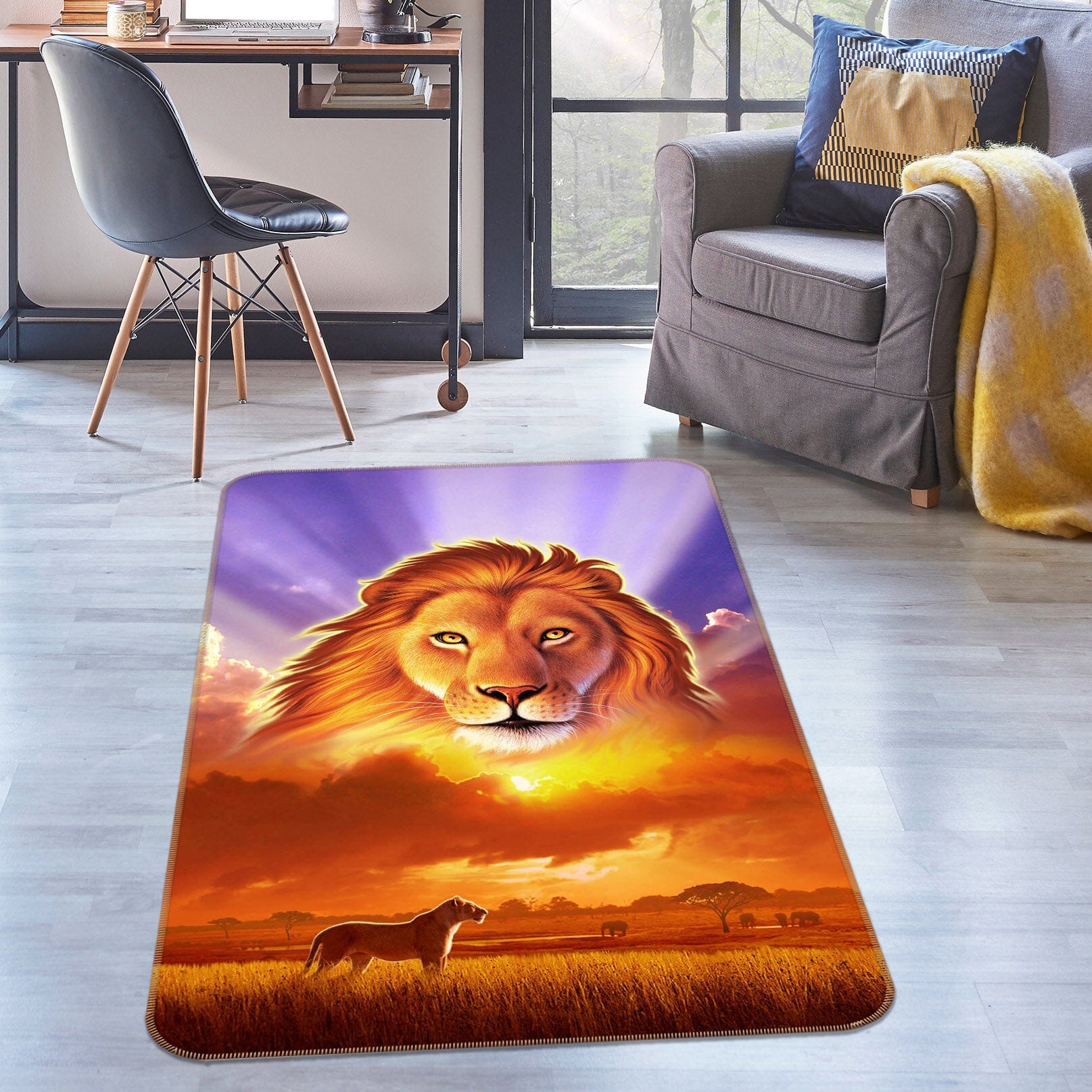 3D Lion King 1007 Jerry LoFaro Rug Non Slip Rug Mat Mat AJ Creativity Home