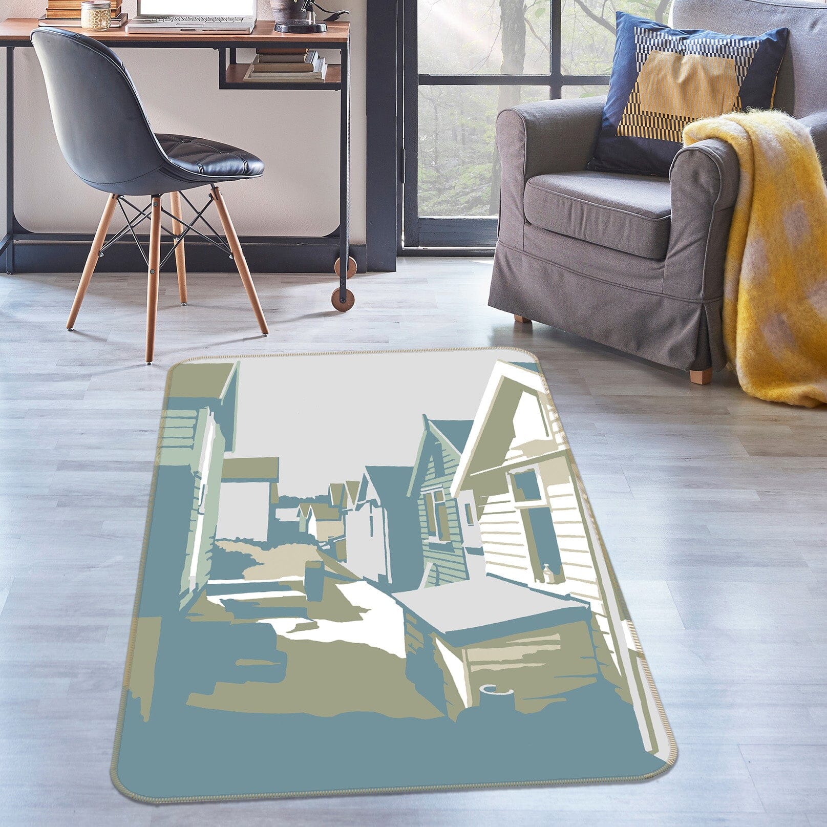 3D Mudeford Beach Huts 1124 Steve Read Rug Non Slip Rug Mat Mat AJ Creativity Home