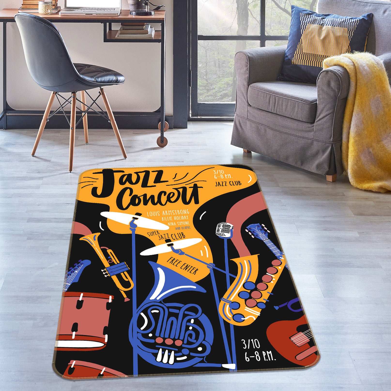 3D Musical Instrument 37106 Non Slip Rug Mat