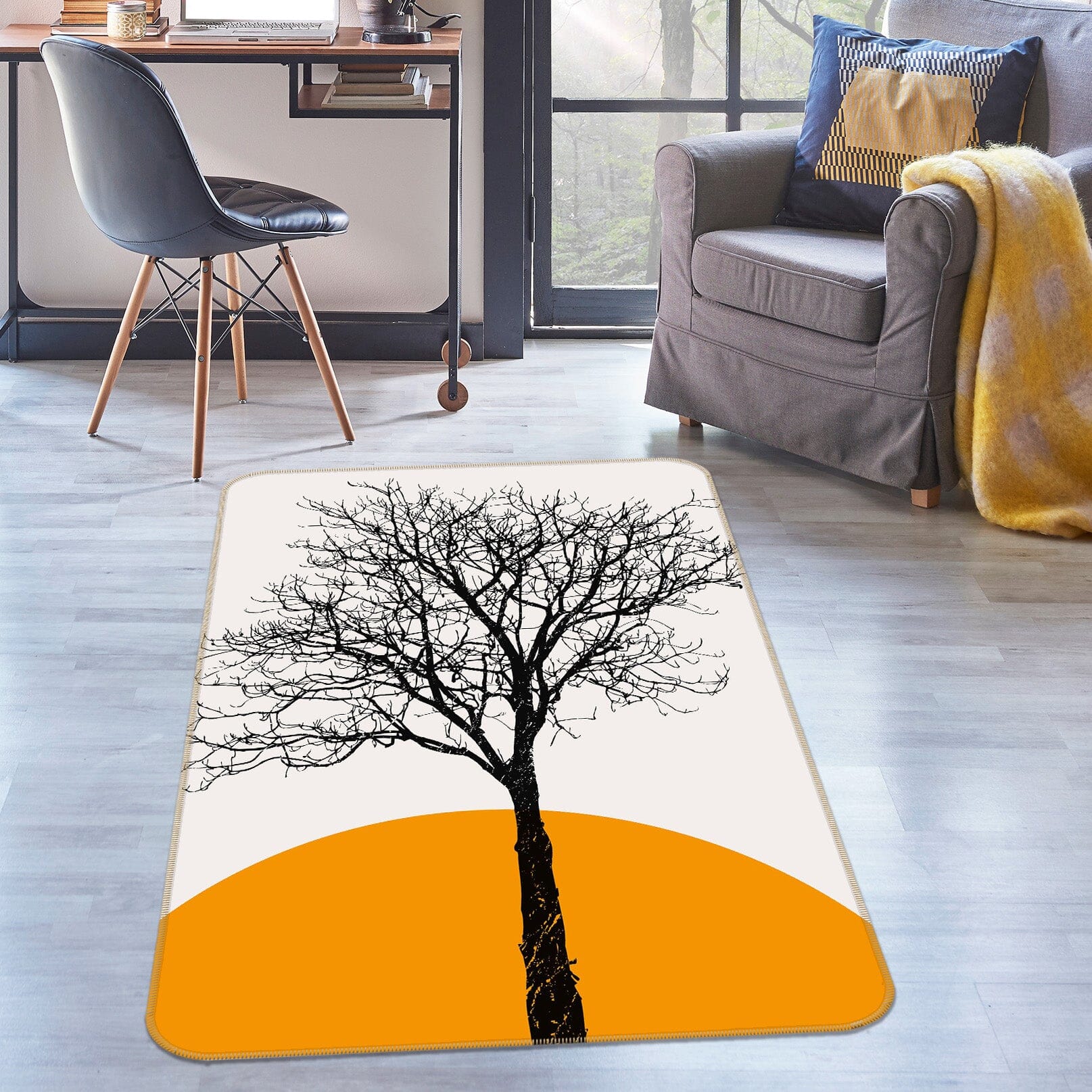3D Moon Dead Tree 1120 Boris Draschoff Rug Non Slip Rug Mat Mat AJ Creativity Home