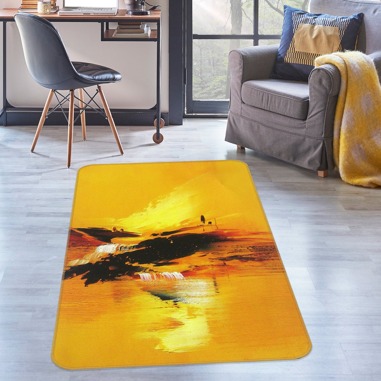 3D Yellow Scenery 76114 Non Slip Rug Mat