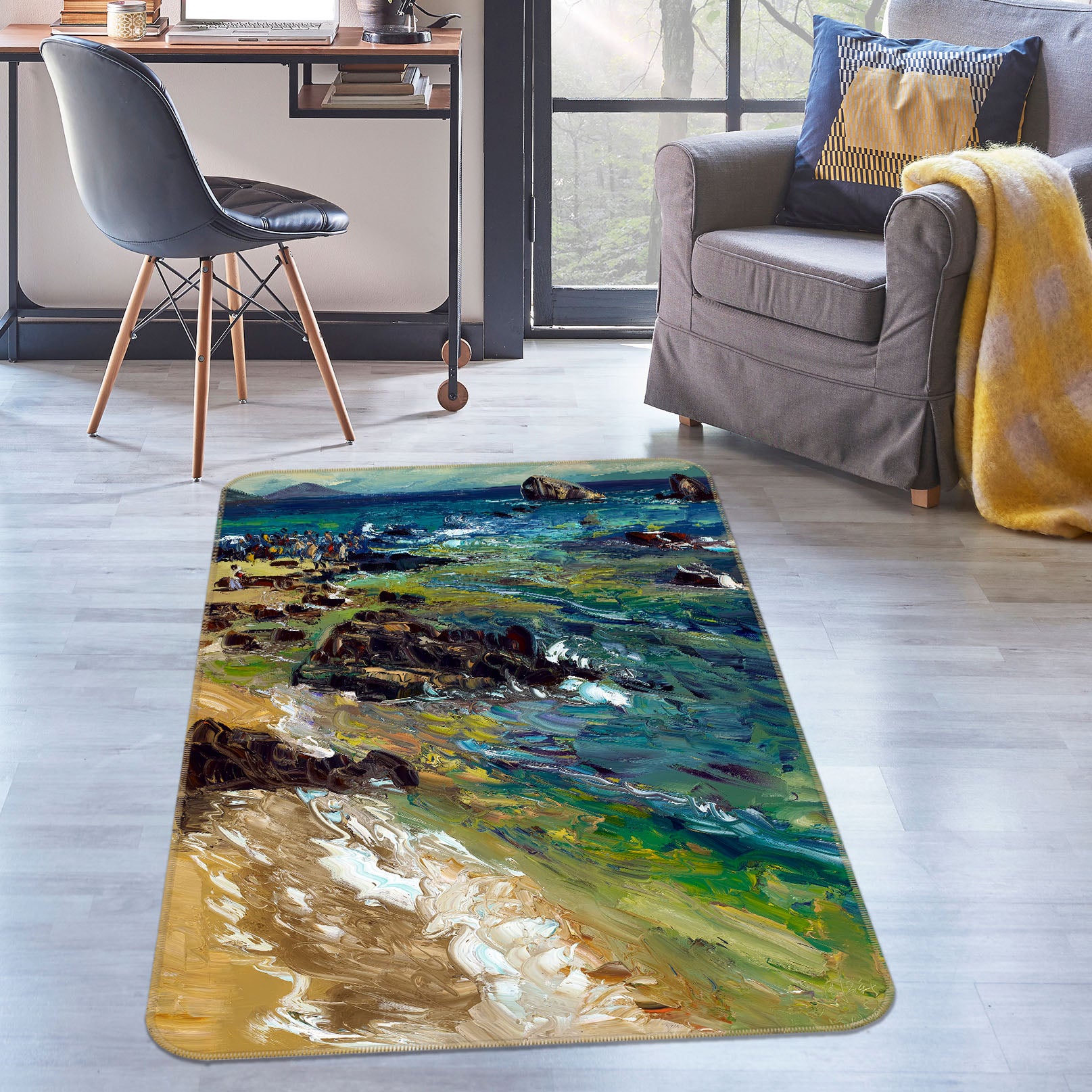 3D Sea Waves 65065 Non Slip Rug Mat