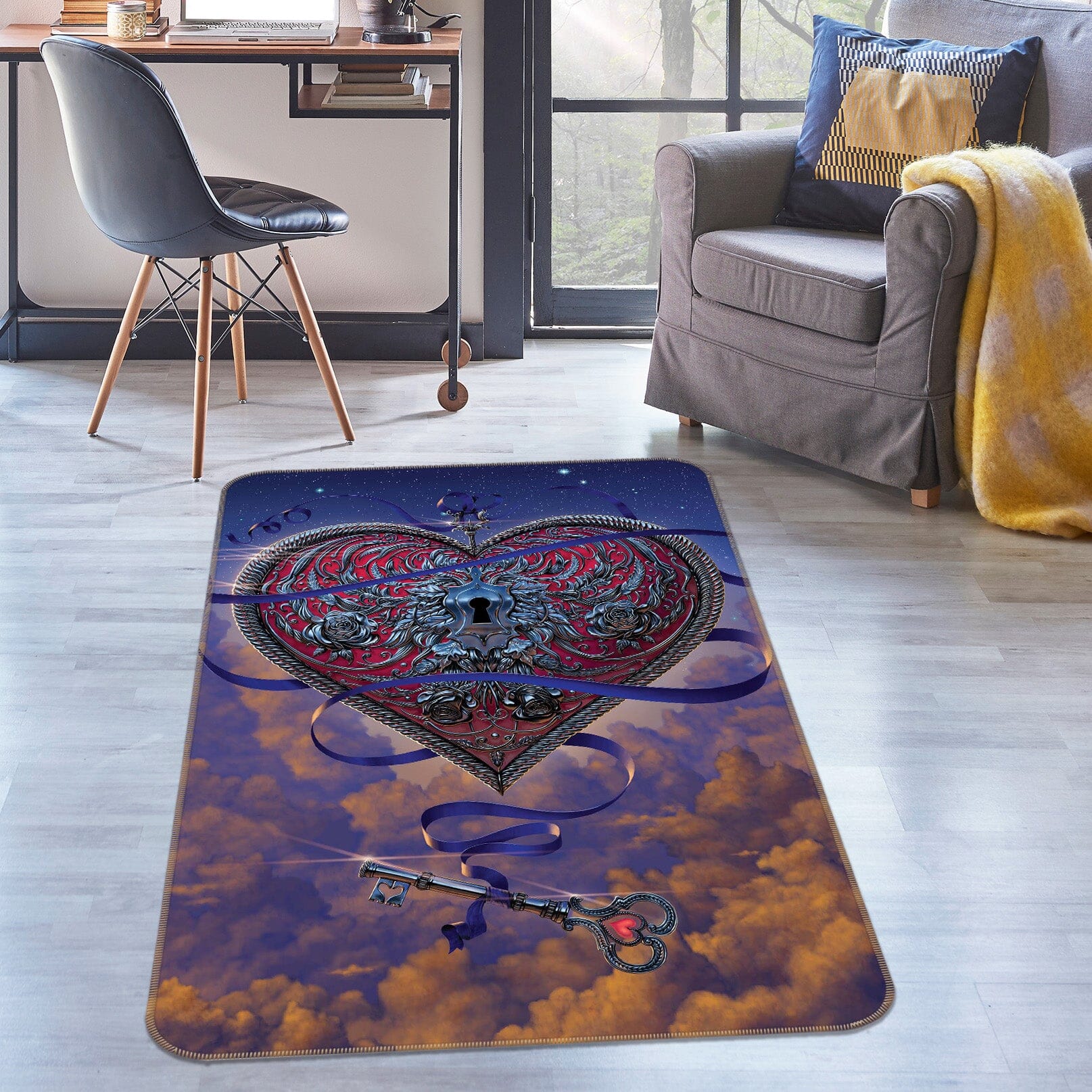 3D Heart And Key 1040 Vincent Hie Rug Non Slip Rug Mat Mat AJ Creativity Home