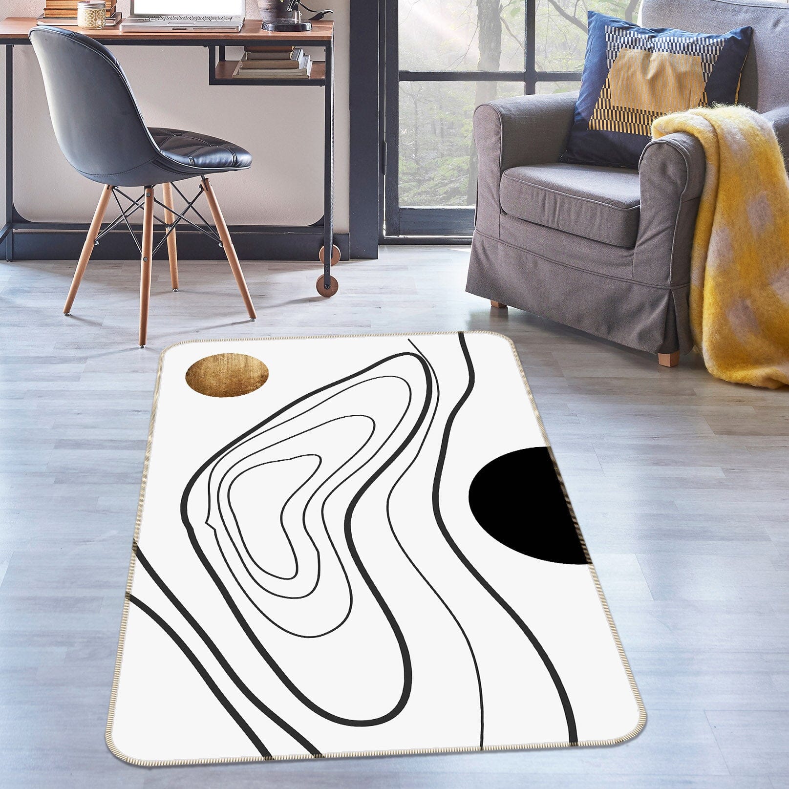 3D Black Line Drawing 1086 Boris Draschoff Rug Non Slip Rug Mat Mat AJ Creativity Home