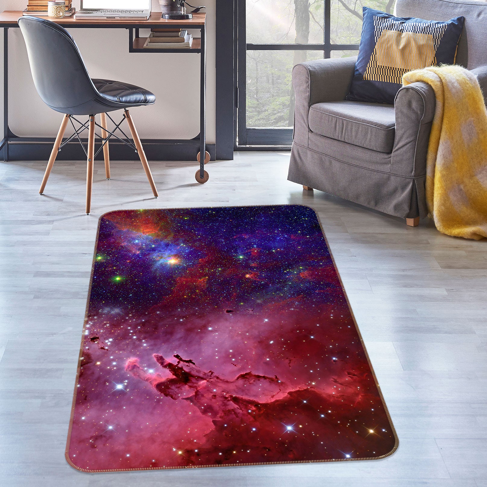 3D Red Starry Sky 27001 Non Slip Rug Mat