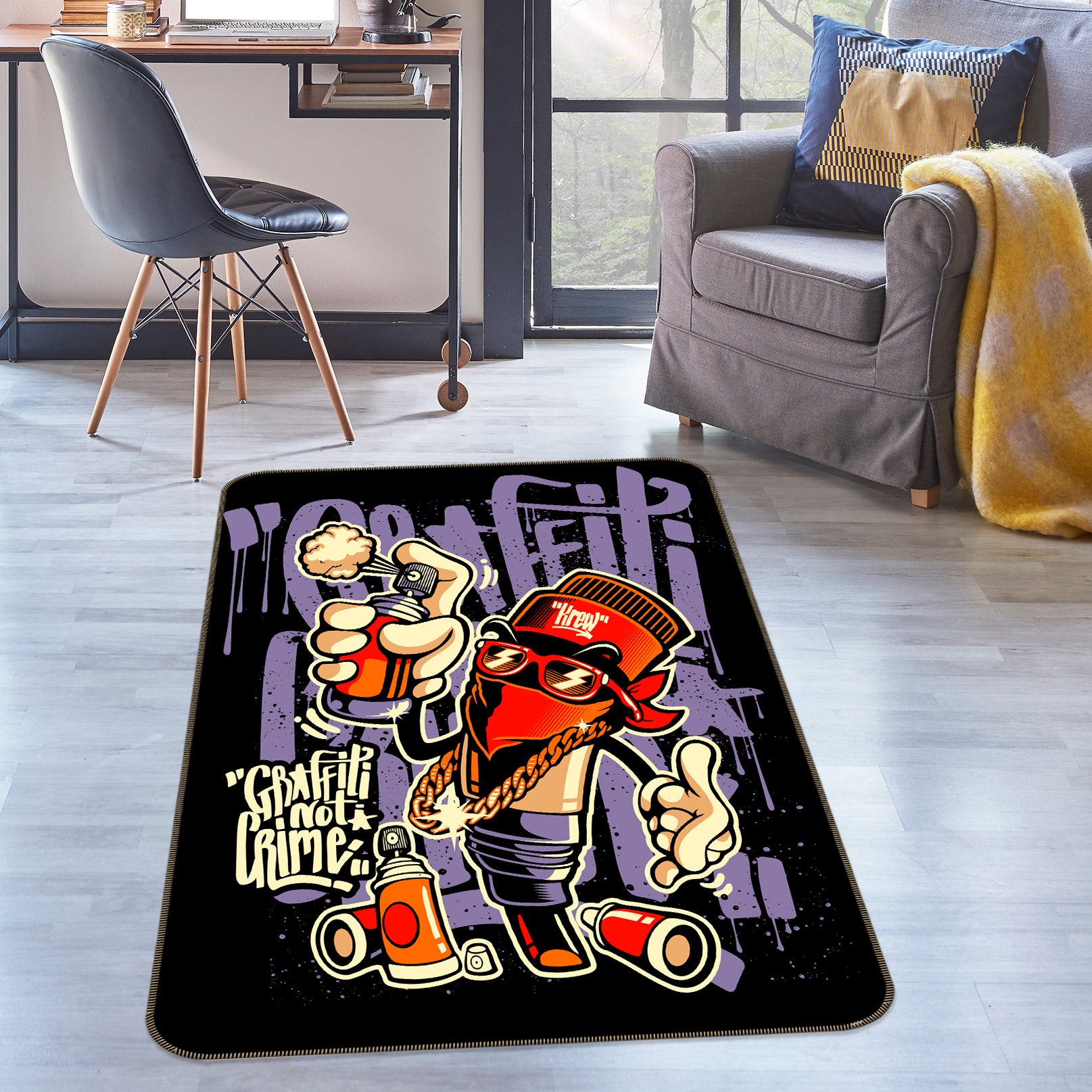 3D Graffiti Spray 30099 Non Slip Rug Mat