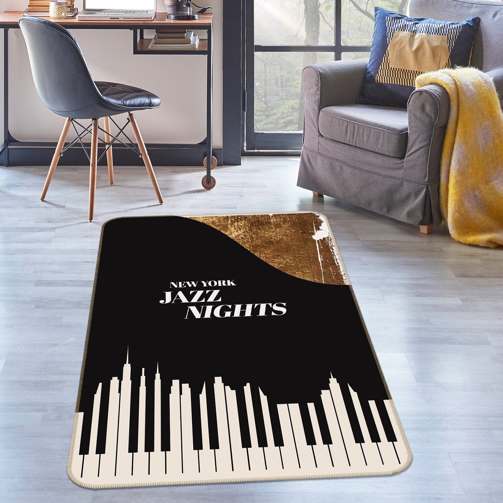3D Black Piano Keys 1066 Boris Draschoff Rug Non Slip Rug Mat Mat AJ Creativity Home