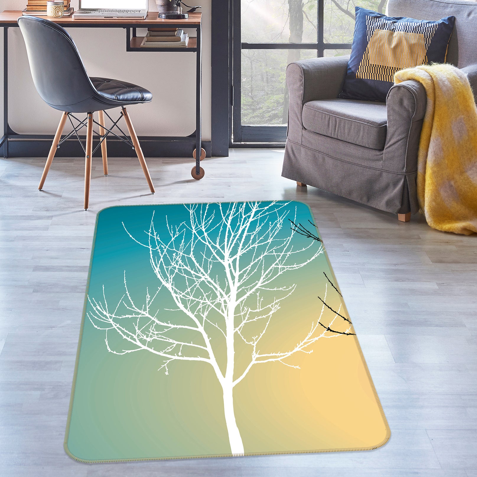 3D White Dead Tree 76161 Non Slip Rug Mat