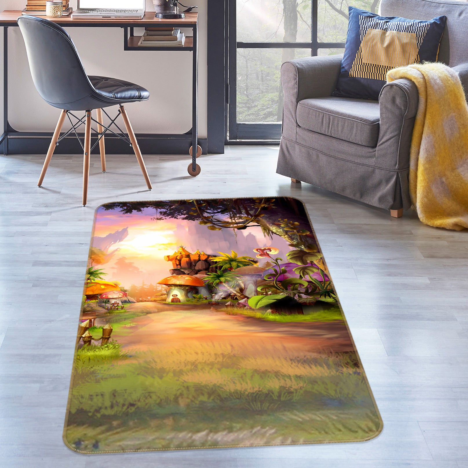 3D Mushroom Hut 76060 Non Slip Rug Mat