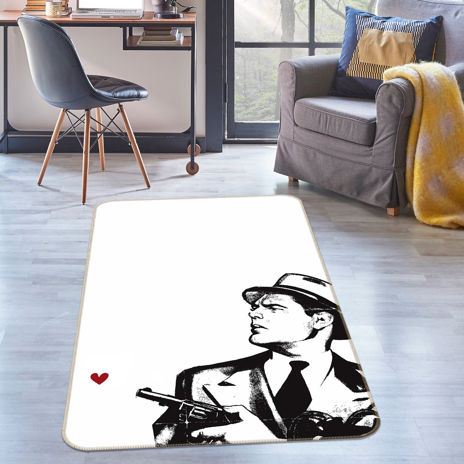 3D Red Heart 1036 Boris Draschoff Rug Non Slip Rug Mat