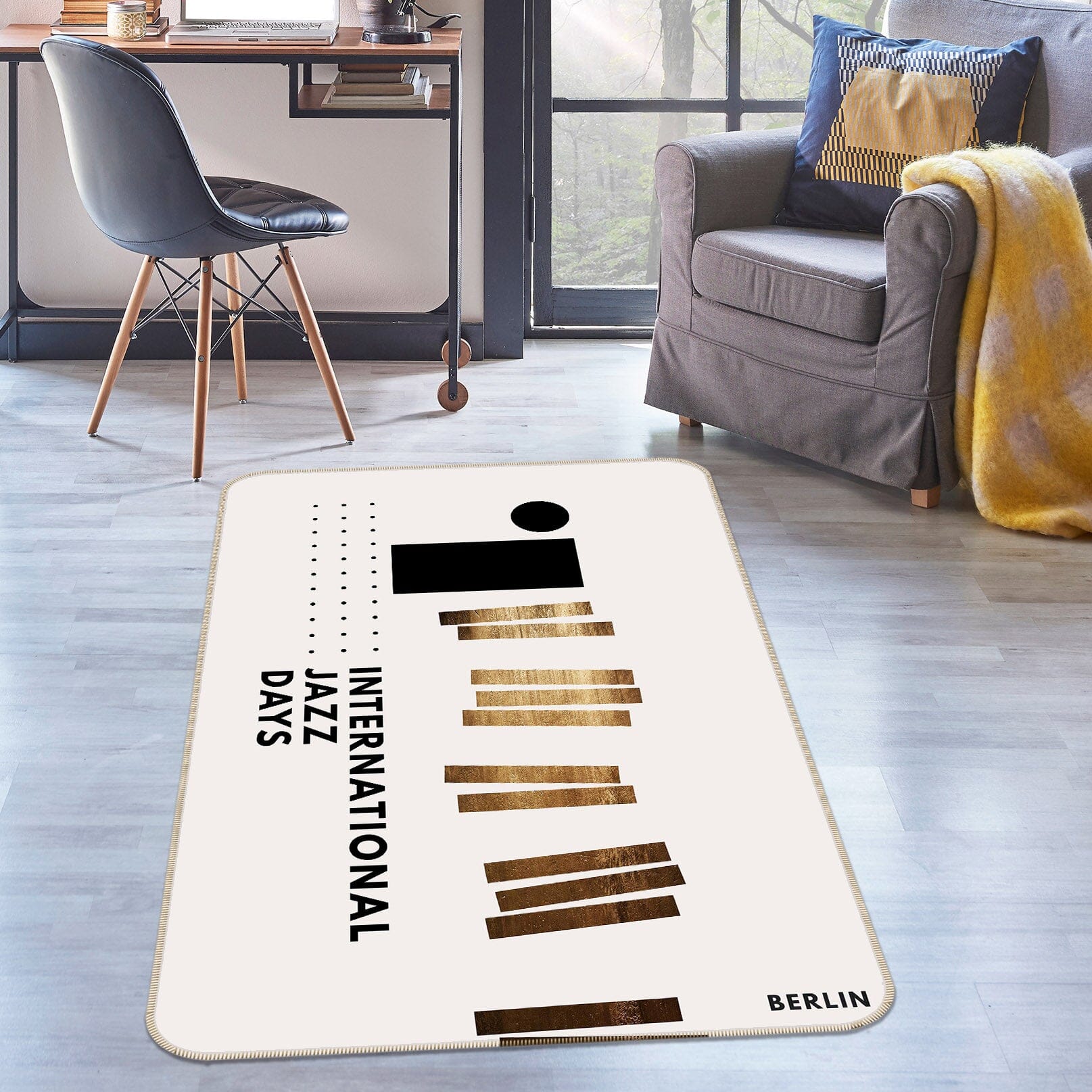 3D Golden Stripes 1070 Boris Draschoff Rug Non Slip Rug Mat Mat AJ Creativity Home