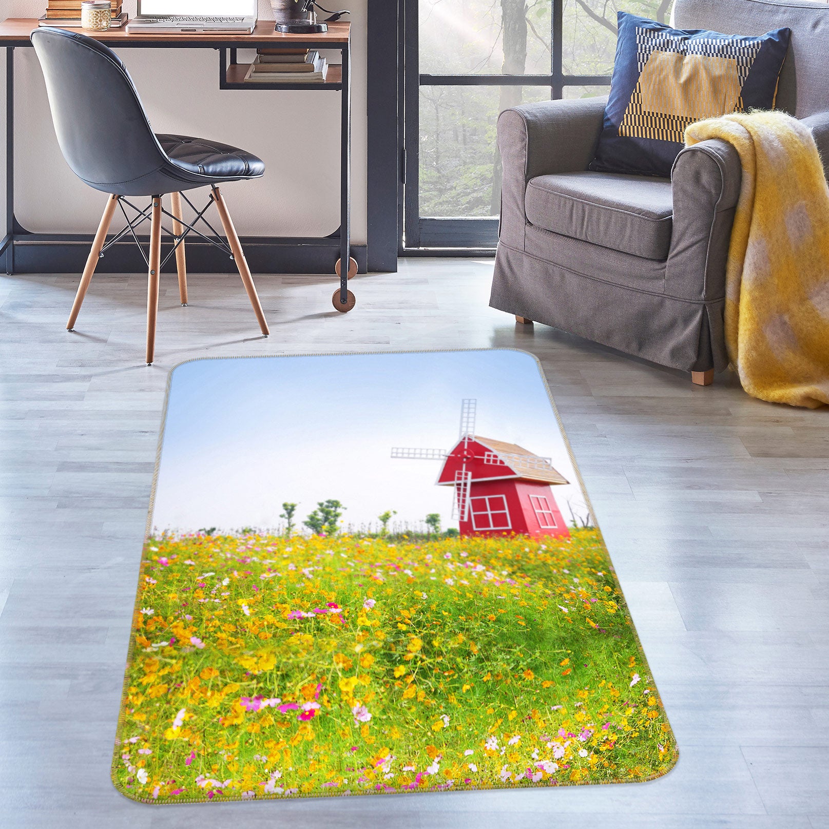 3D Grass Red Cottage 76058 Non Slip Rug Mat