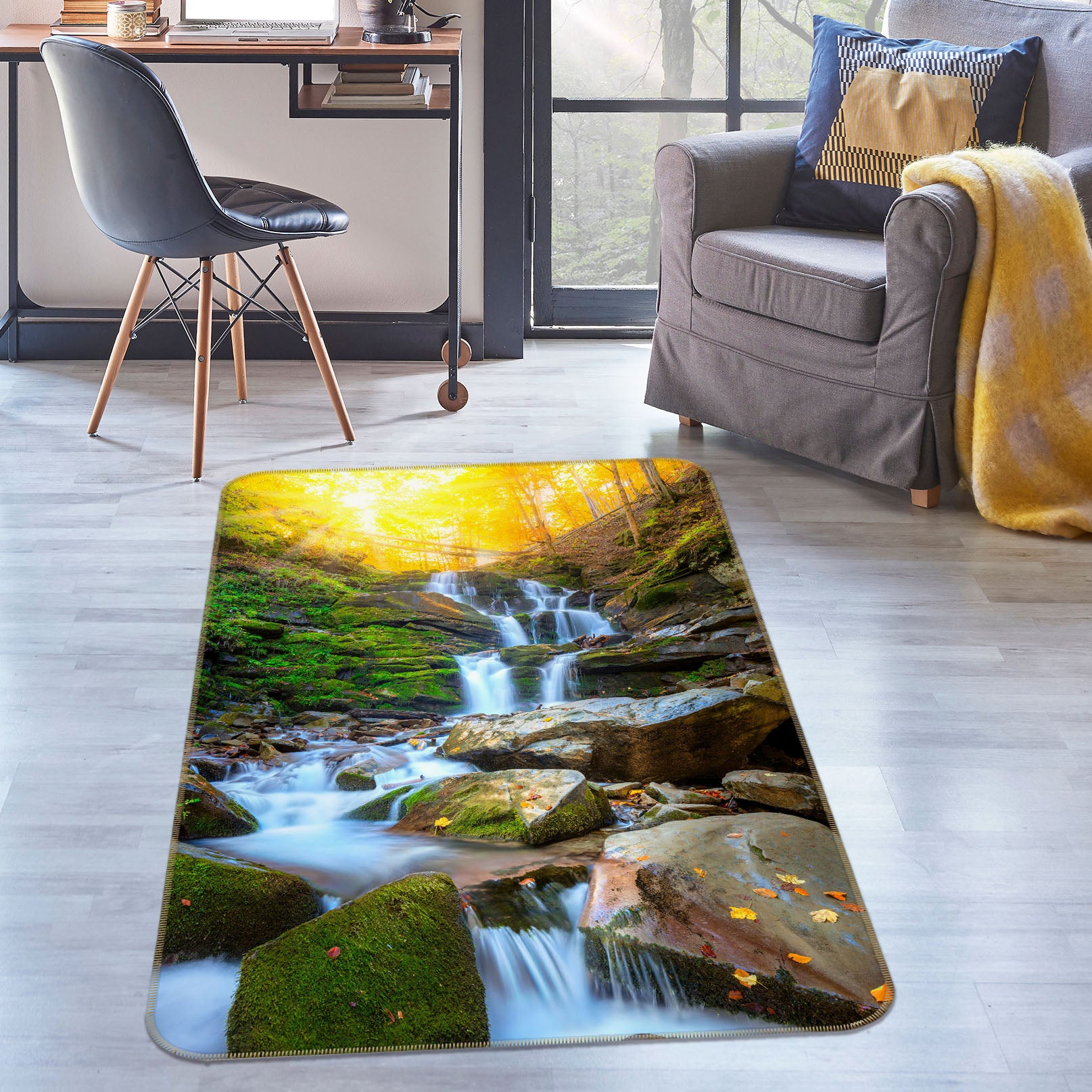 3D Running Water 26196 Non Slip Rug Mat