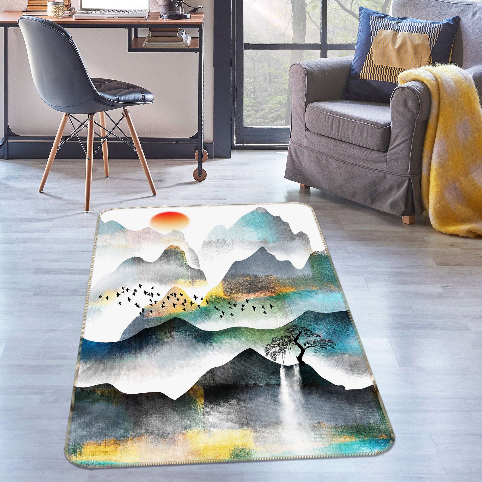 3D Mountains 28009 Non Slip Rug Mat