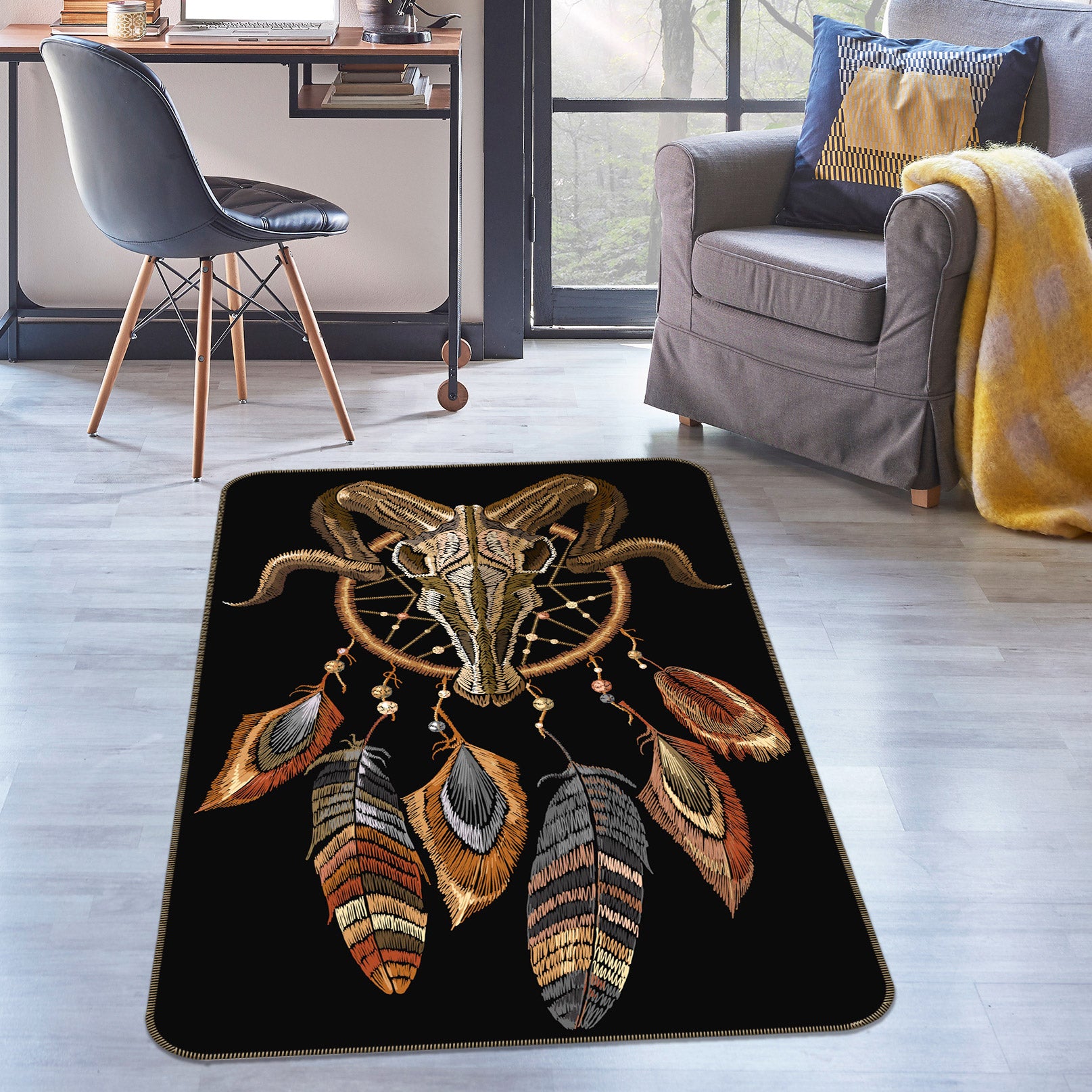3D Sheep Head Dream Catcher 37142 Non Slip Rug Mat