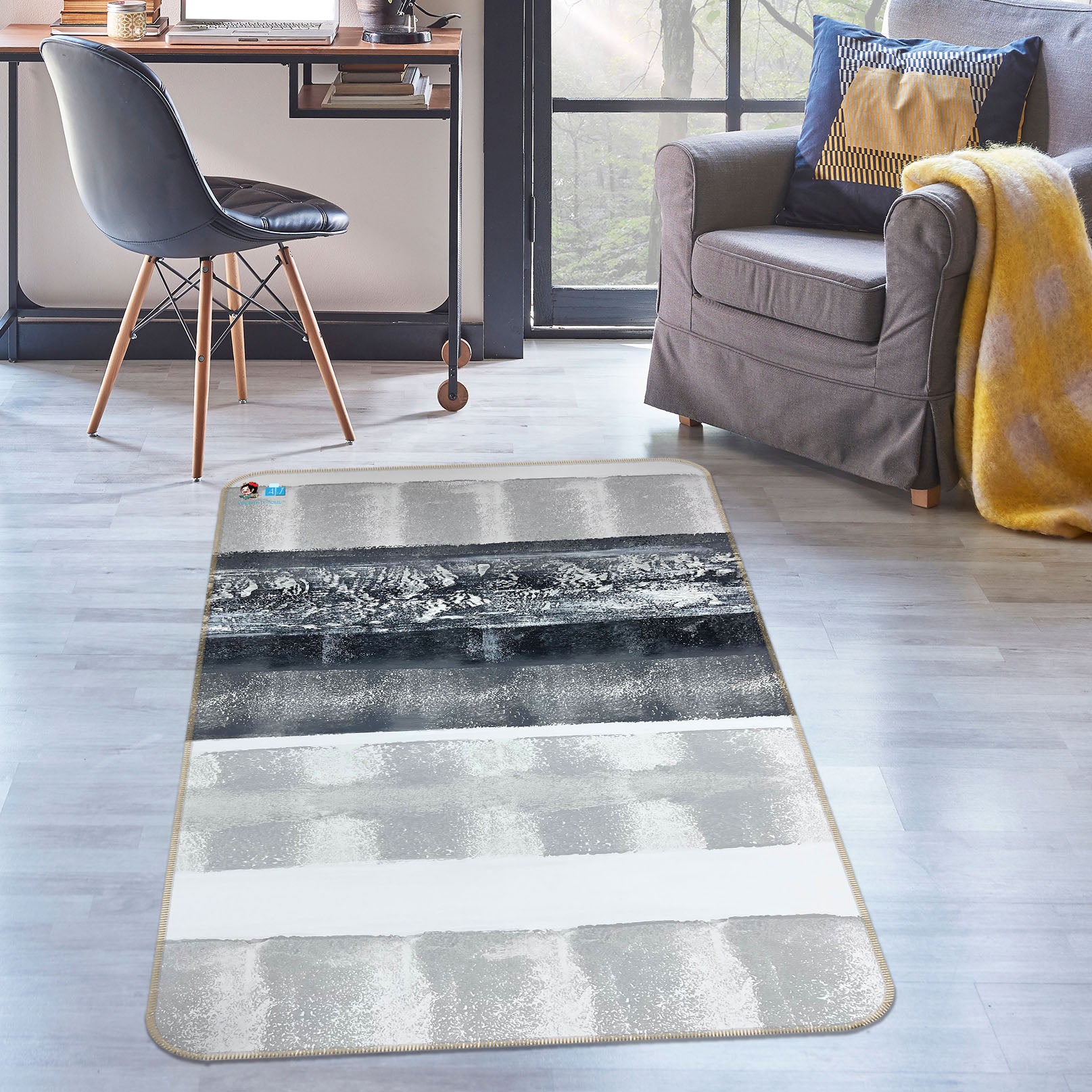3D Black Pattern 3052 Skromova Marina Rug Non Slip Rug Mat