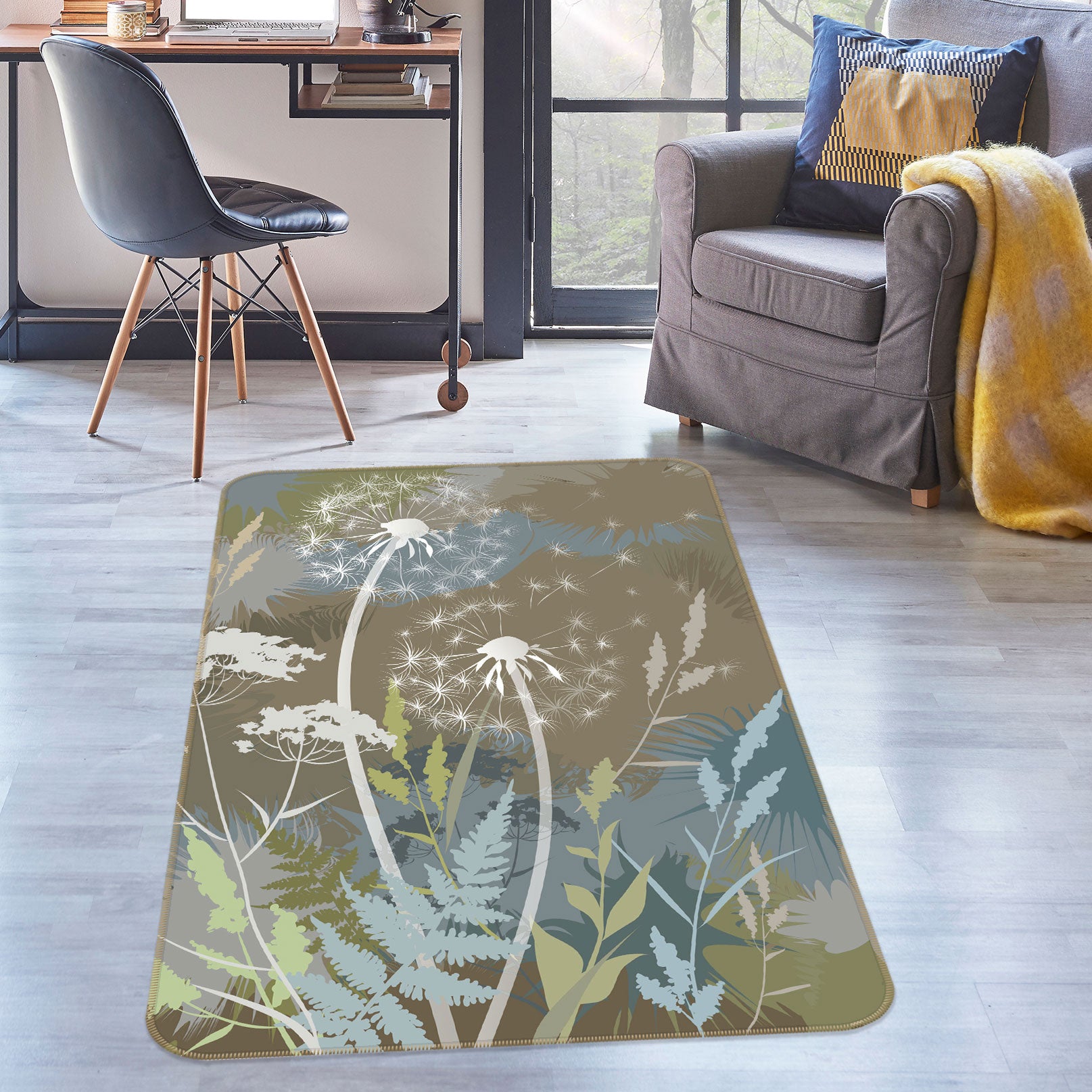 3D Dandelion Leaves 33102 Non Slip Rug Mat