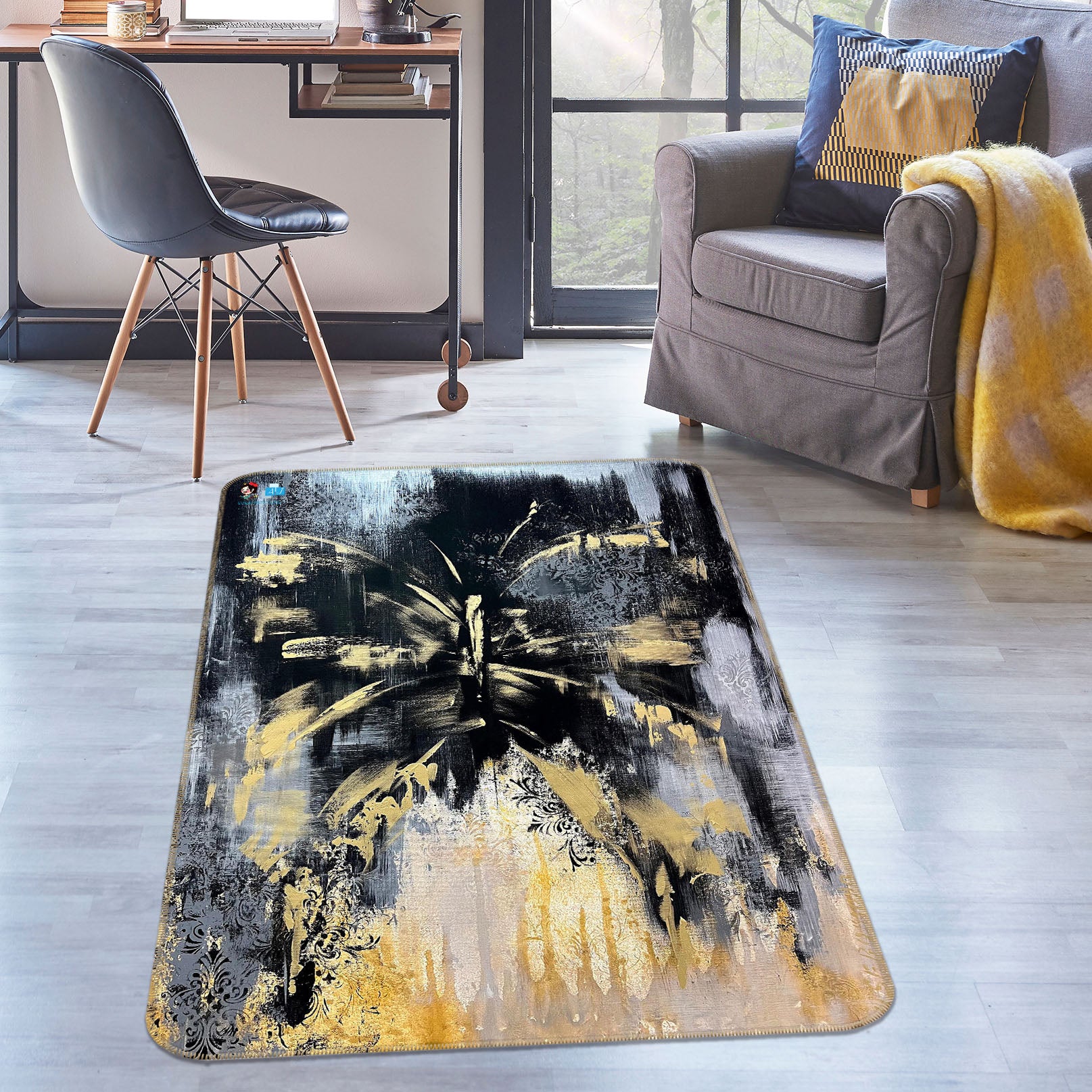 3D Painted Black Butterfly 4119 Skromova Marina Rug Non Slip Rug Mat