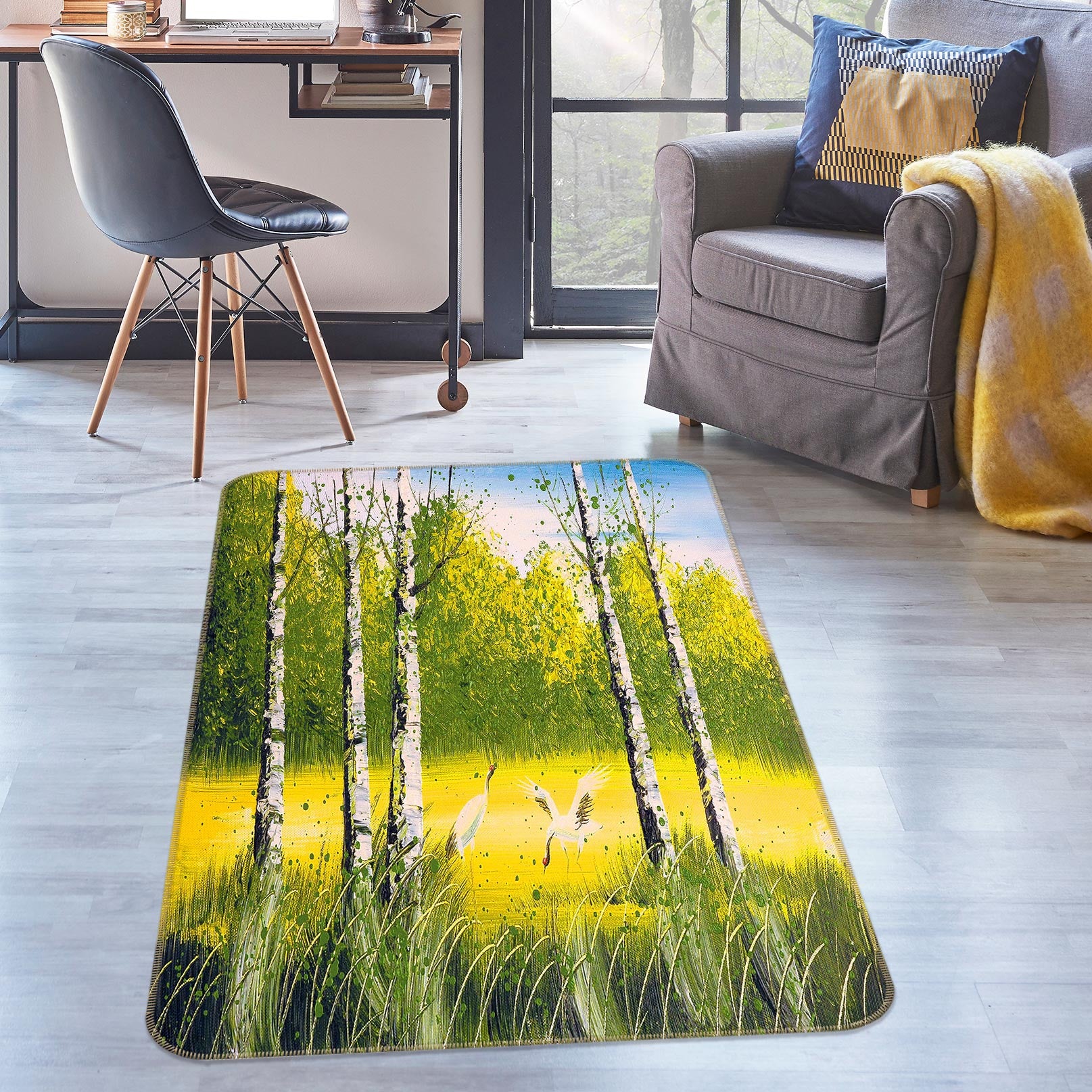 3D Grass Trees 76148 Non Slip Rug Mat