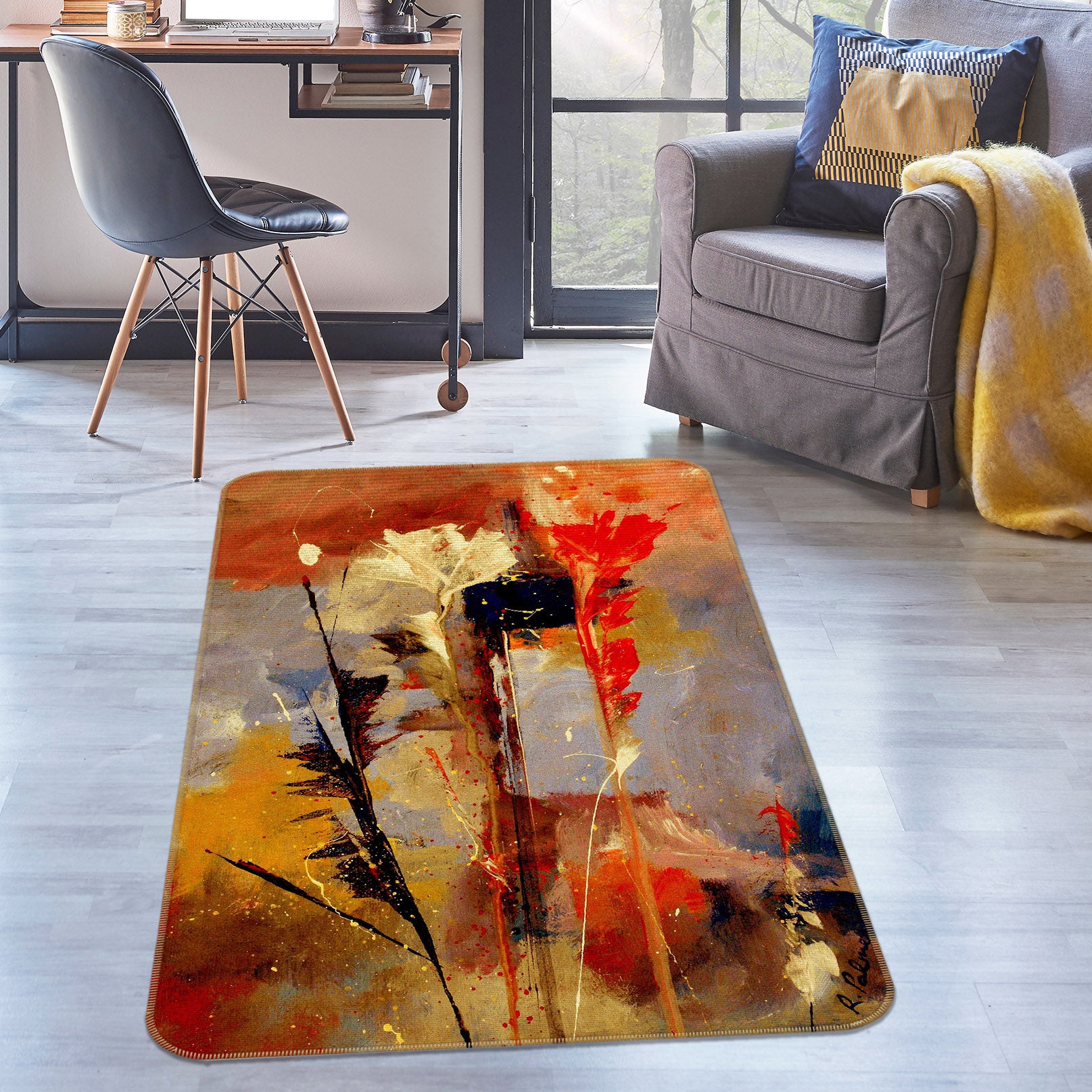 3D Flowers 65057 Non Slip Rug Mat