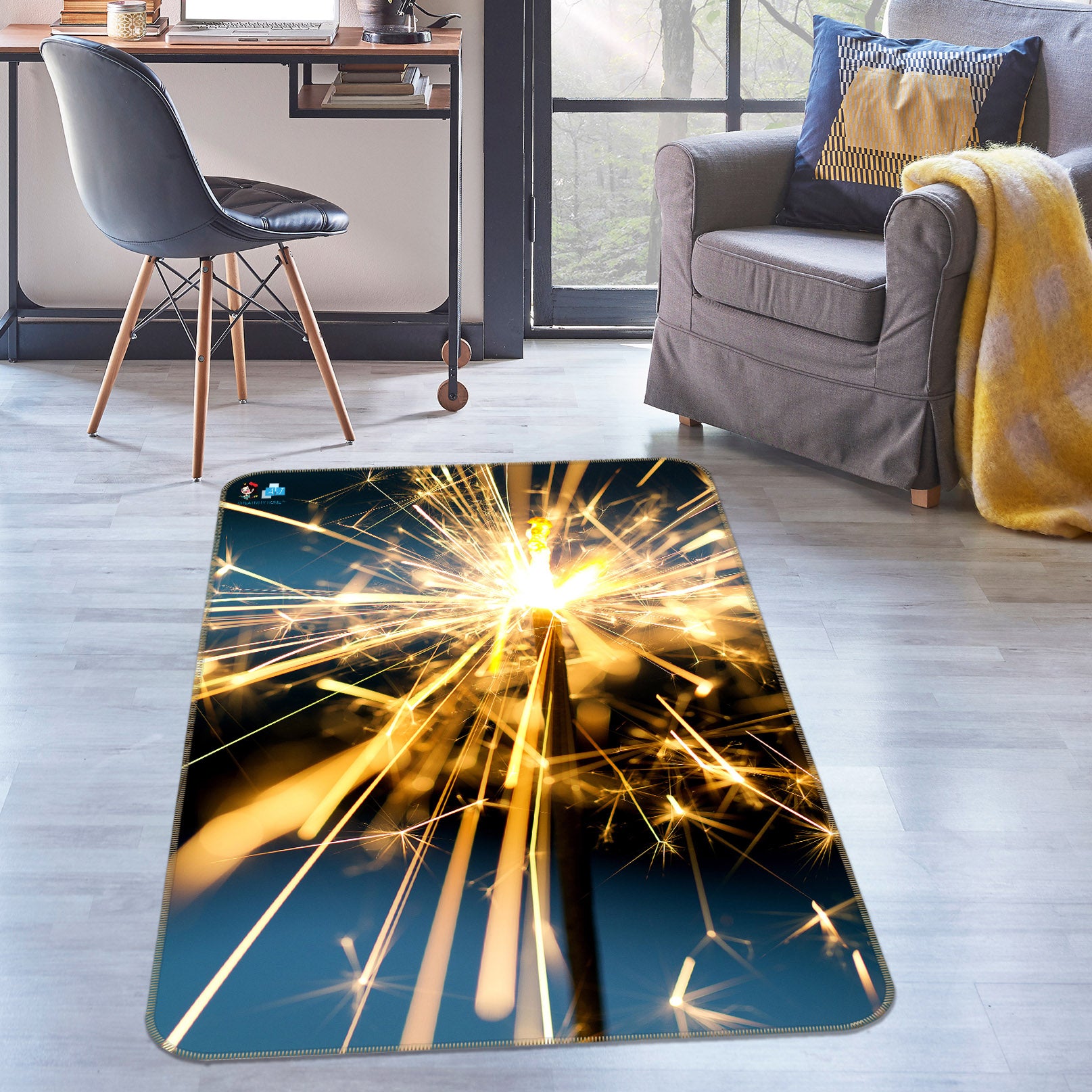 3D Fireworks 55118 Christmas Non Slip Rug Mat Xmas