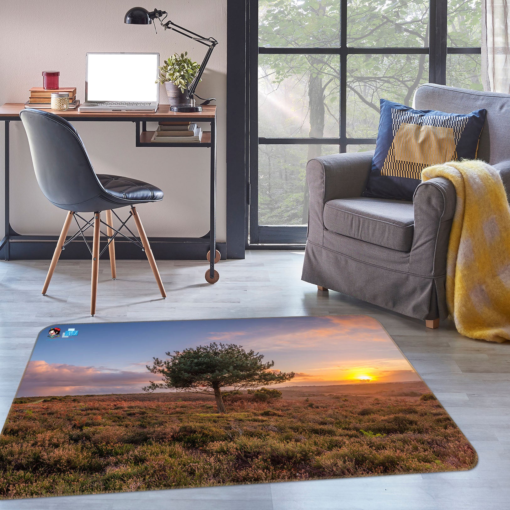 3D Sunset Tree 6755 Assaf Frank Rug Non Slip Rug Mat