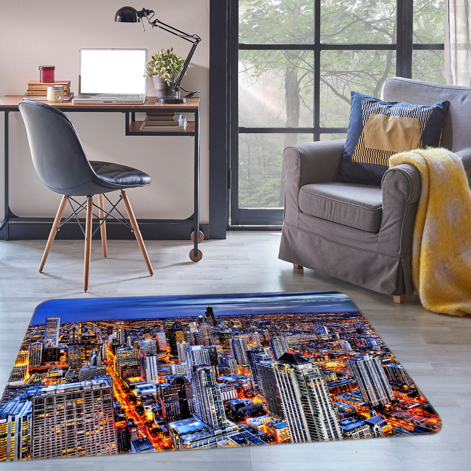 3D High-Rise Building 32021 Non Slip Rug Mat