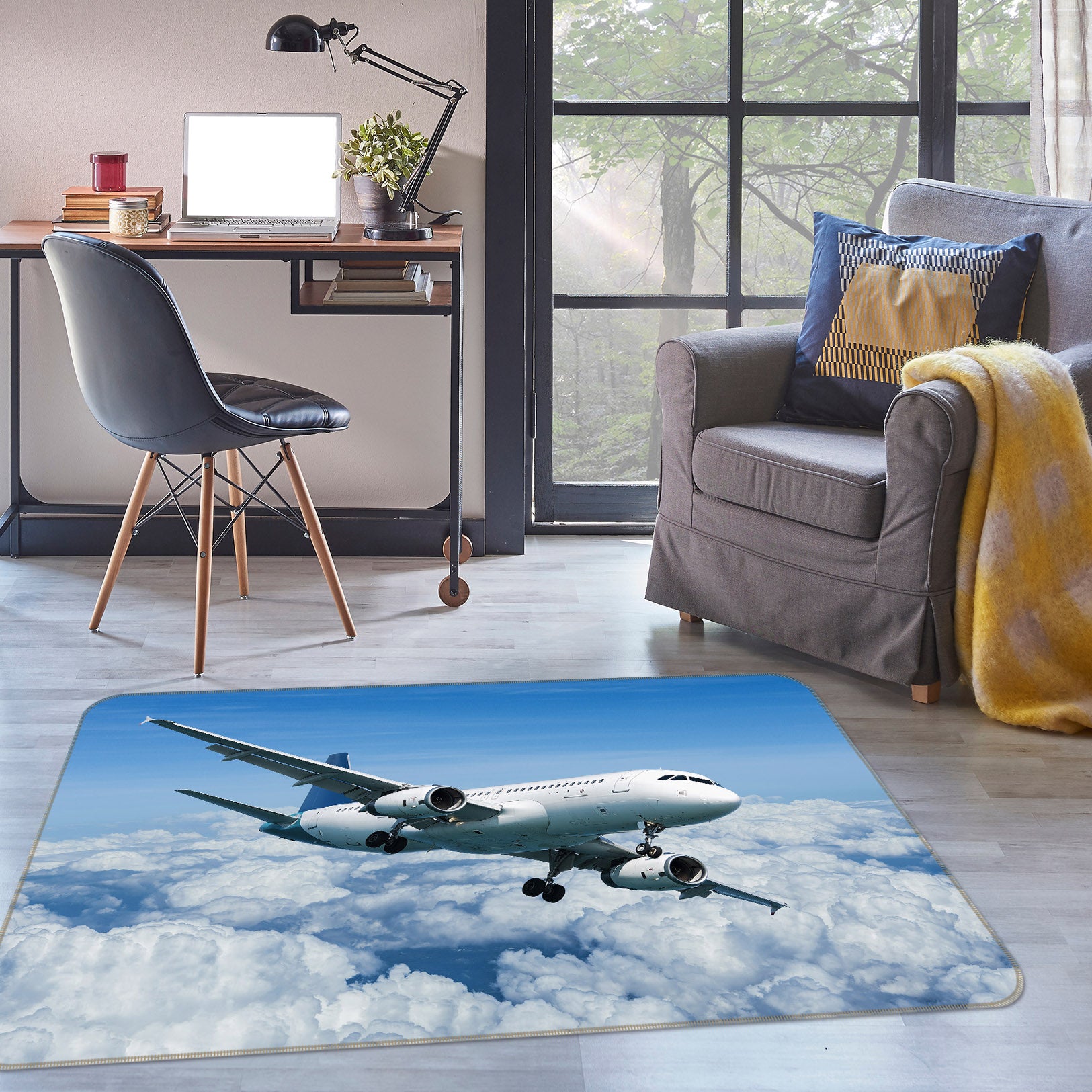 3D Clouds Aircraft 42072 Vehicle Non Slip Rug Mat