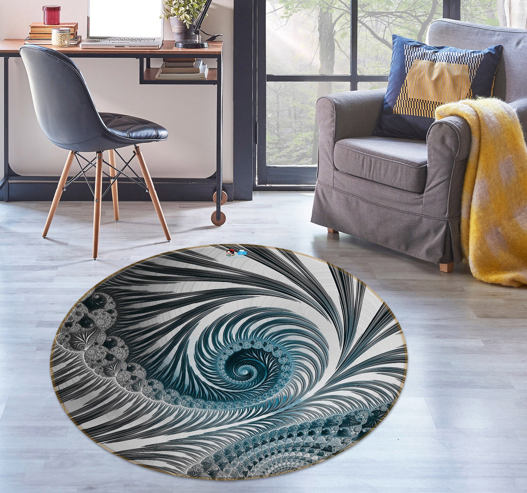 3D Whirlpool Pattern 83083 Andrea haase Rug Round Non Slip Rug Mat