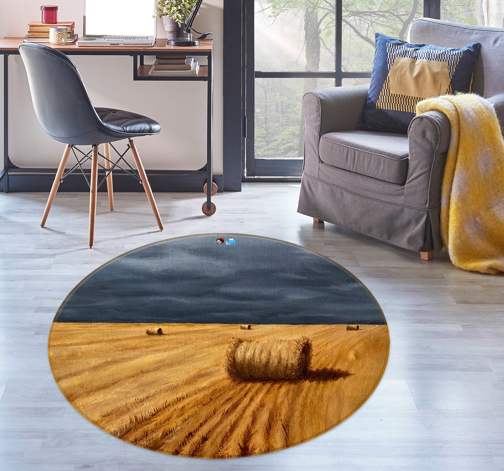 3D Grass Ball 18122 Marina Zotova Rug Round Non Slip Rug Mat