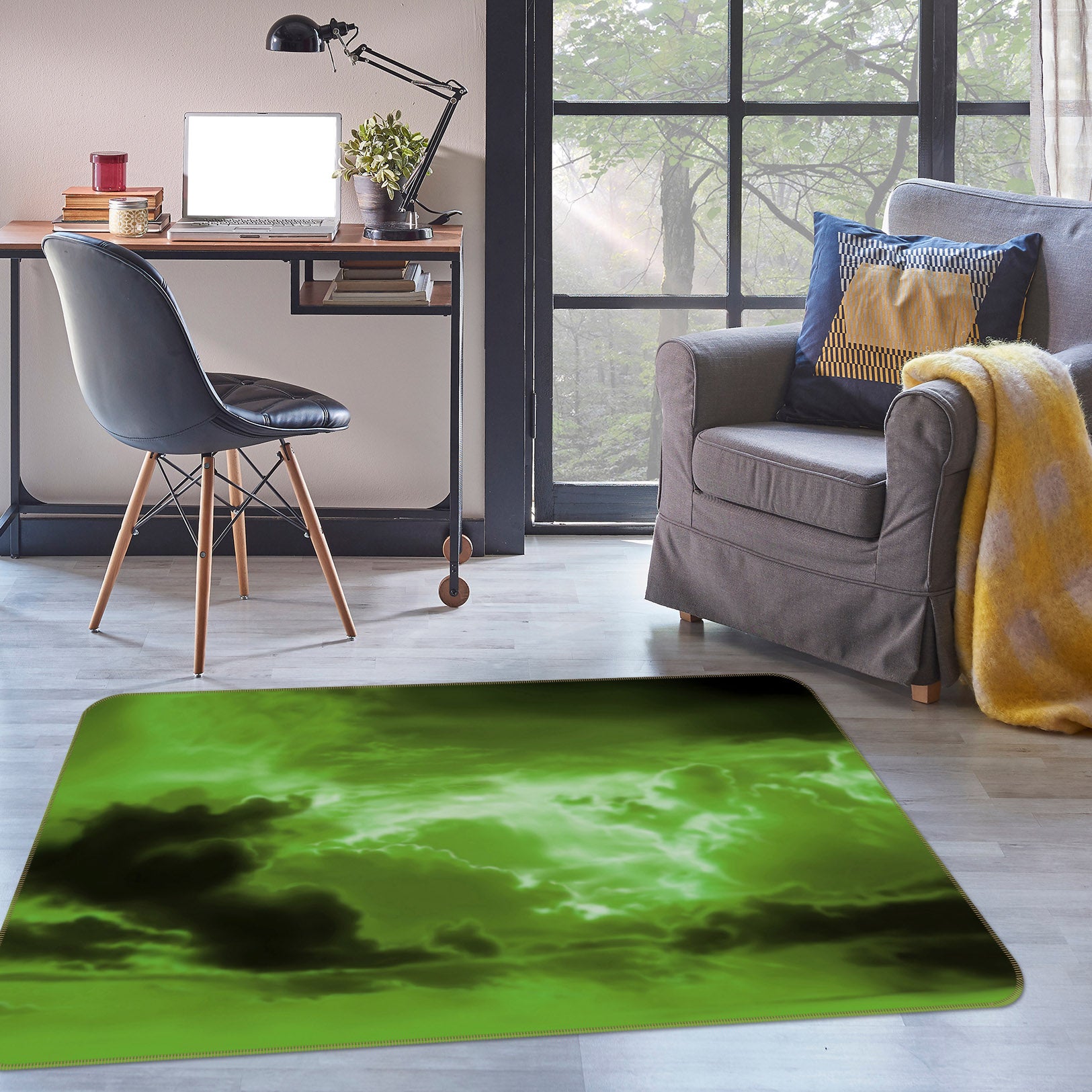 3D Green Clouds 31178 Non Slip Rug Mat