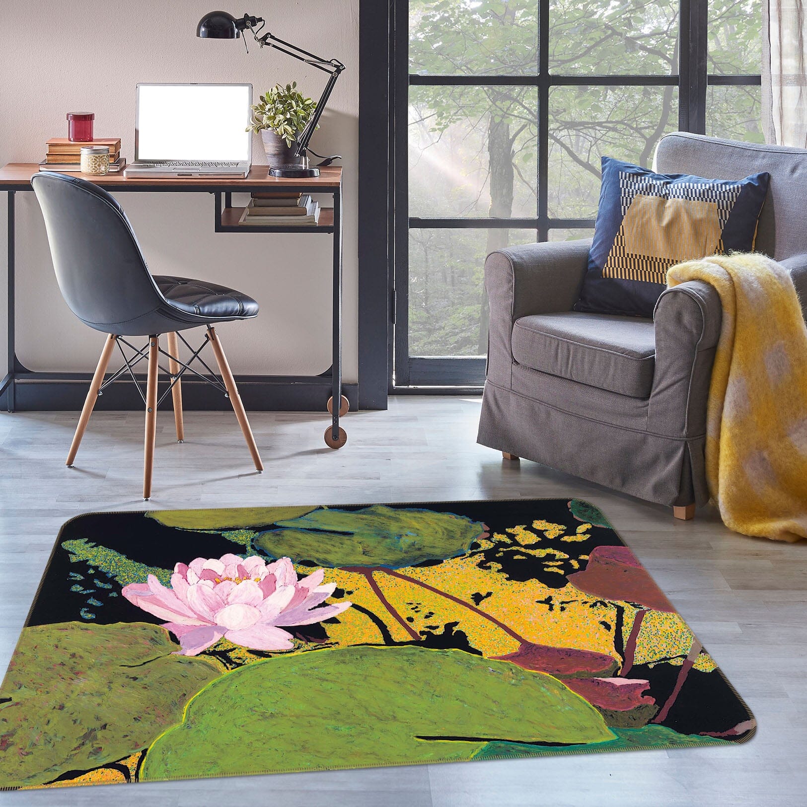 3D Pink Lotus 1119 Allan P. Friedlander Rug Non Slip Rug Mat Mat AJ Creativity Home