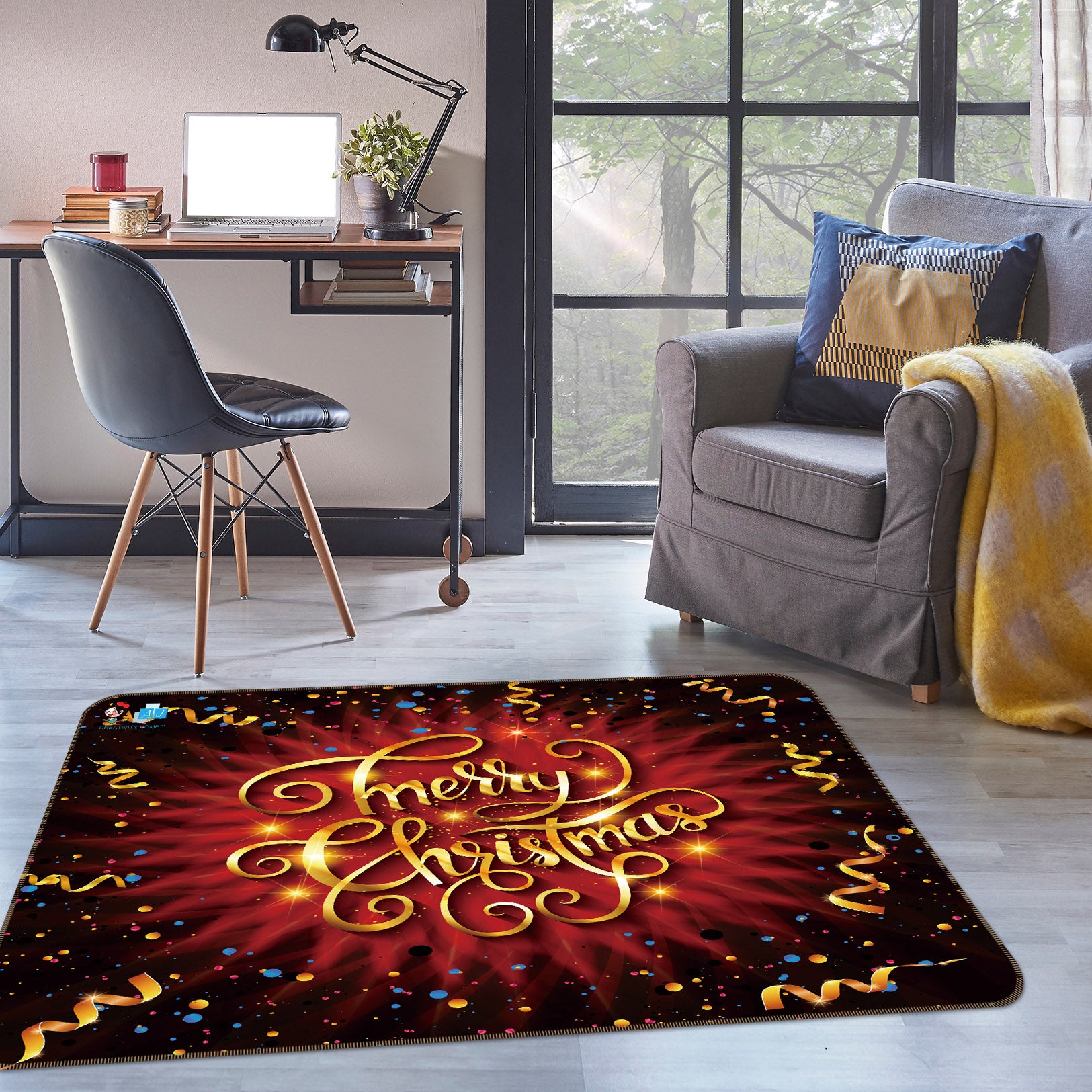 3D Golden Letters 55112 Christmas Non Slip Rug Mat Xmas