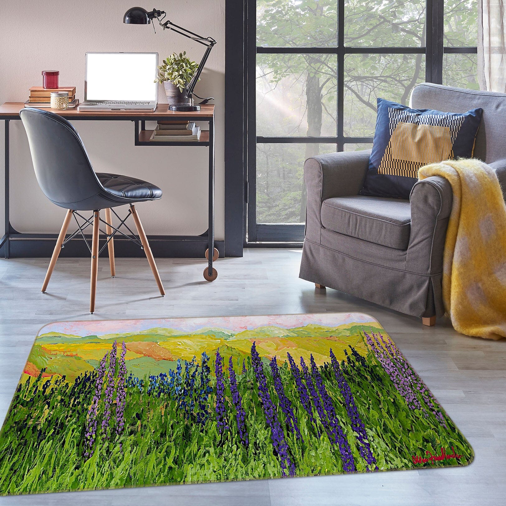 3D Purple Flowers 1023 Allan P. Friedlander Rug Non Slip Rug Mat Mat AJ Creativity Home