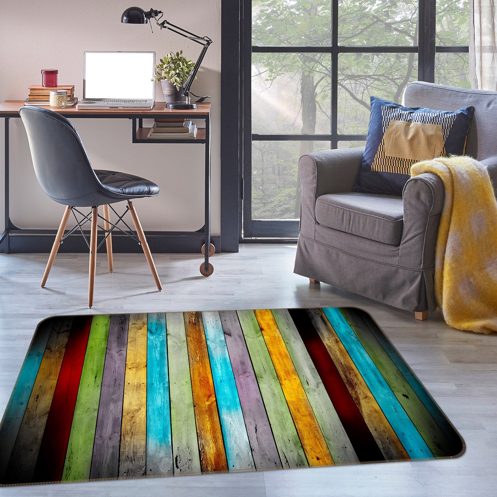 3D Colored Wood 31161 Non Slip Rug Mat