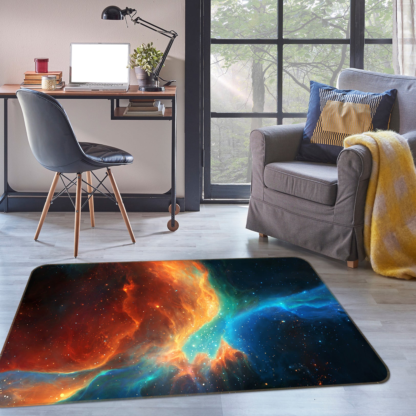 3D Blue Starry Sky 26226 Non Slip Rug Mat