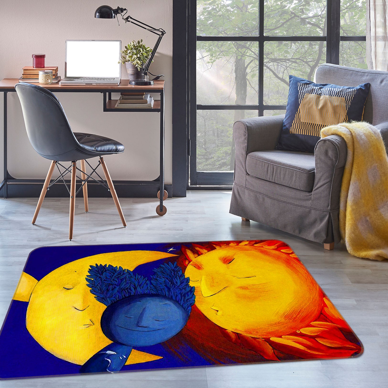 3D Sun Moon 33178 Non Slip Rug Mat