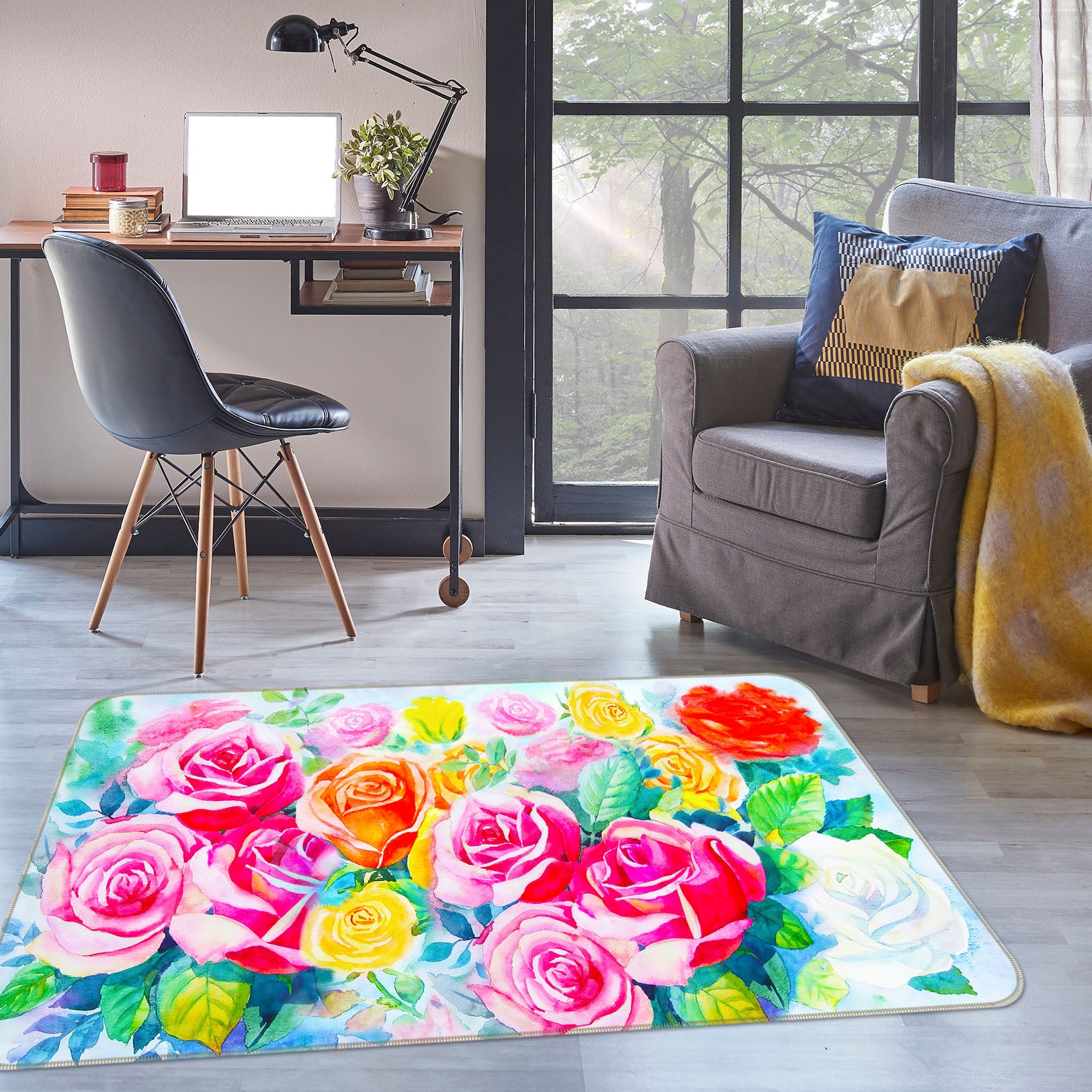 3D Flower 30147 Non Slip Rug Mat
