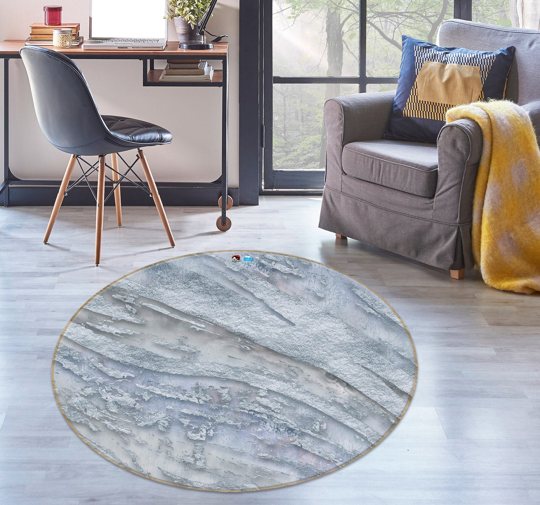 3D Gray Texture 83063 Andrea haase Rug Round Non Slip Rug Mat