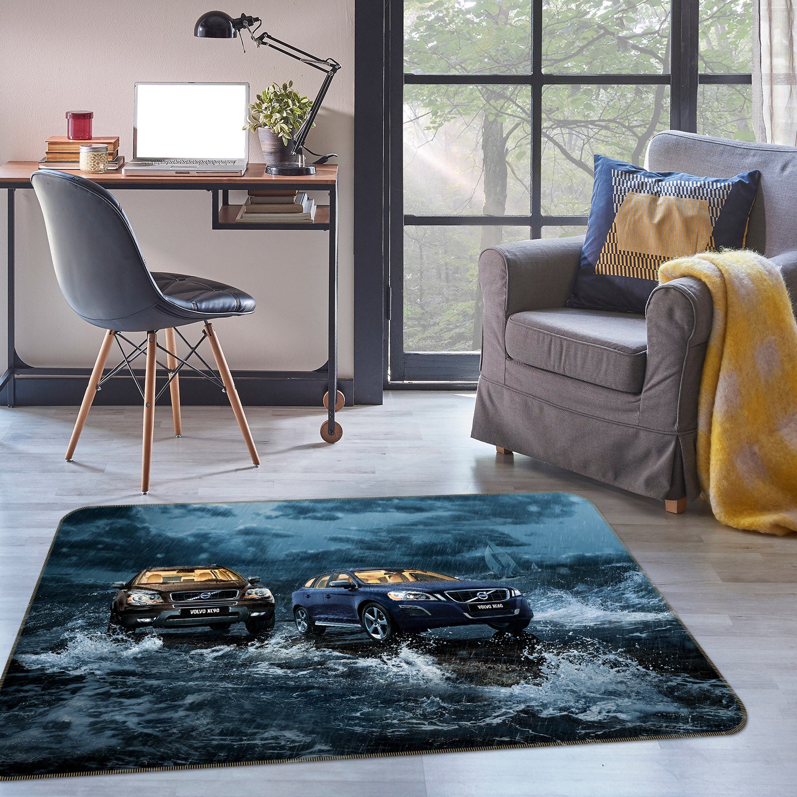 3D Black Car 38214 Vehicle Non Slip Rug Mat
