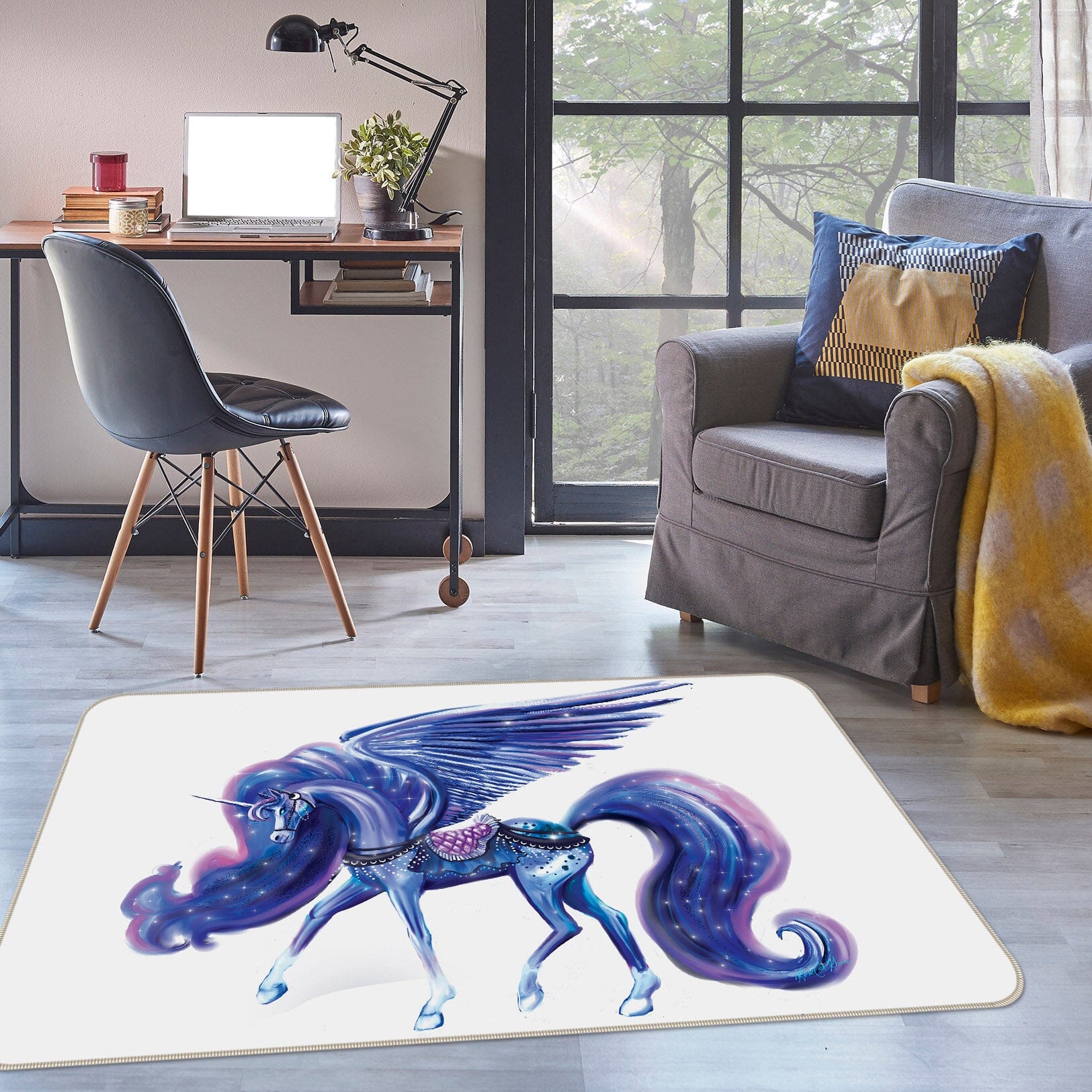3D Painted Unicorn 3017 Rose Catherine Khan Rug Non Slip Rug Mat Mat AJ Creativity Home