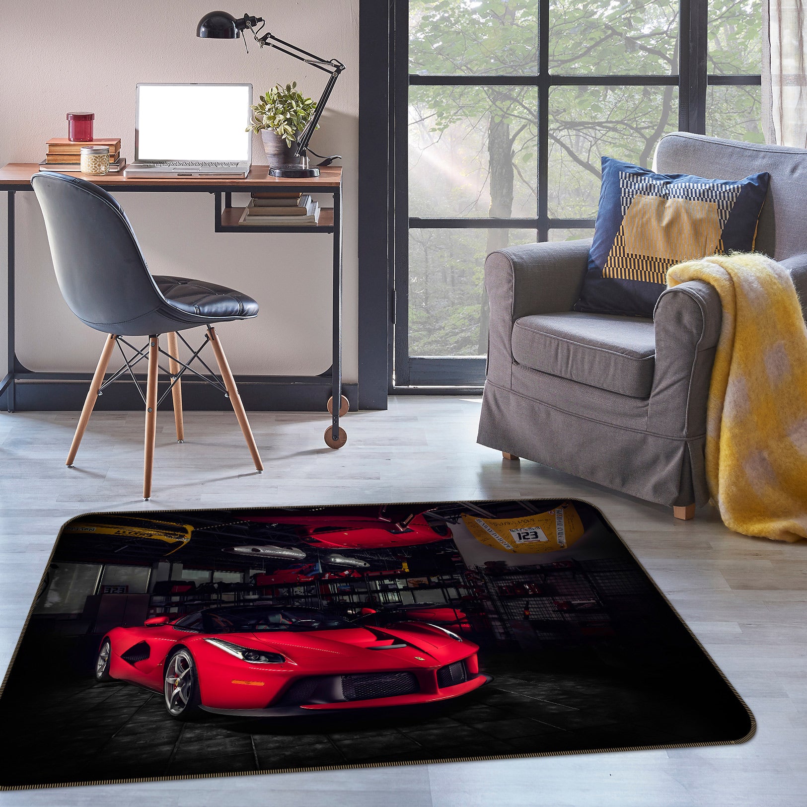 3D Red Racing Car 68028 Vehicle Non Slip Rug Mat