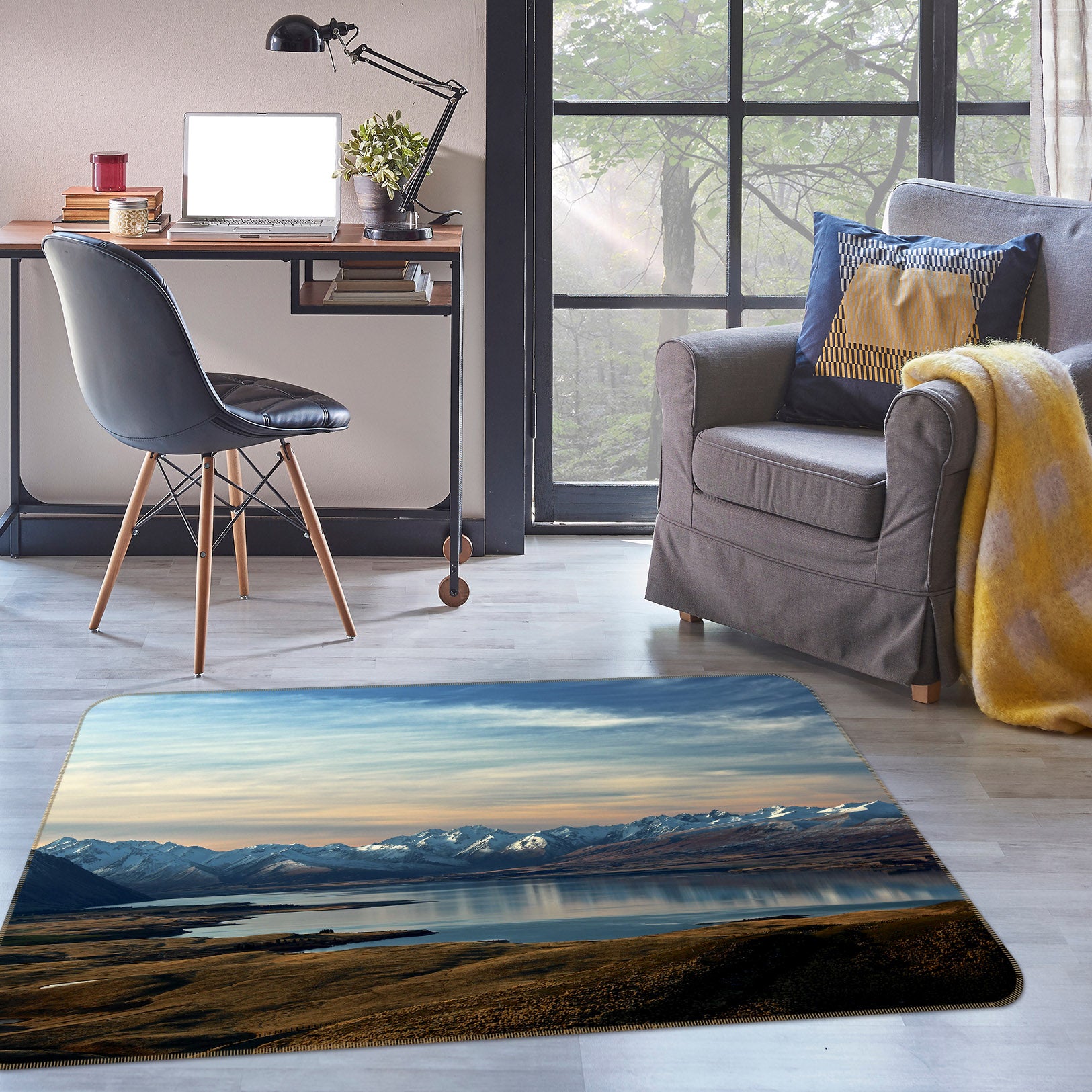 3D Mountain Lake 35178 Non Slip Rug Mat
