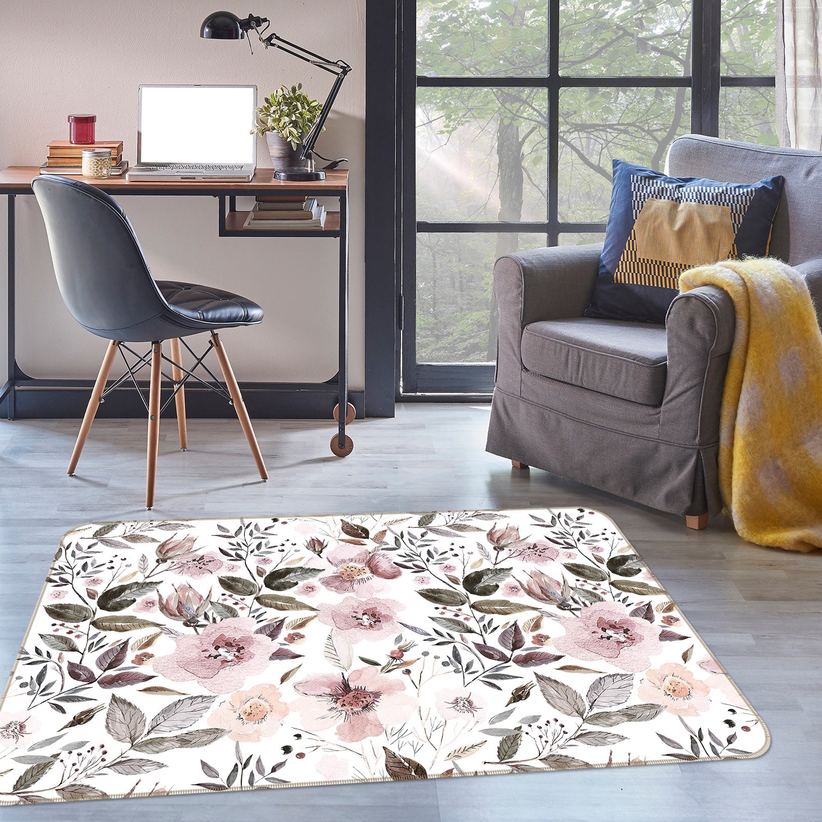 3D Flower Leaf 082 Uta Naumann Rug Non Slip Rug Mat