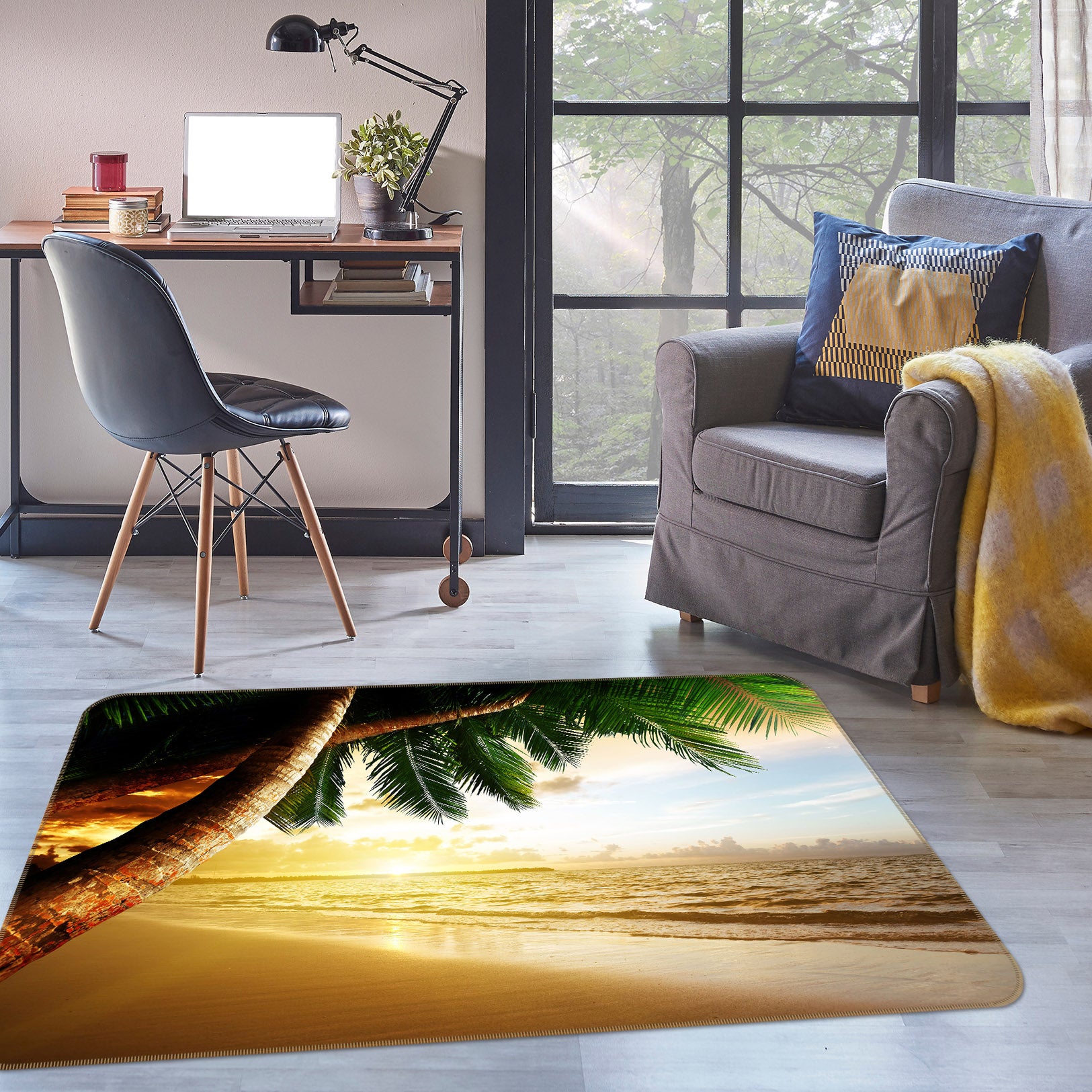 3D Coconut Beach 65078 Non Slip Rug Mat