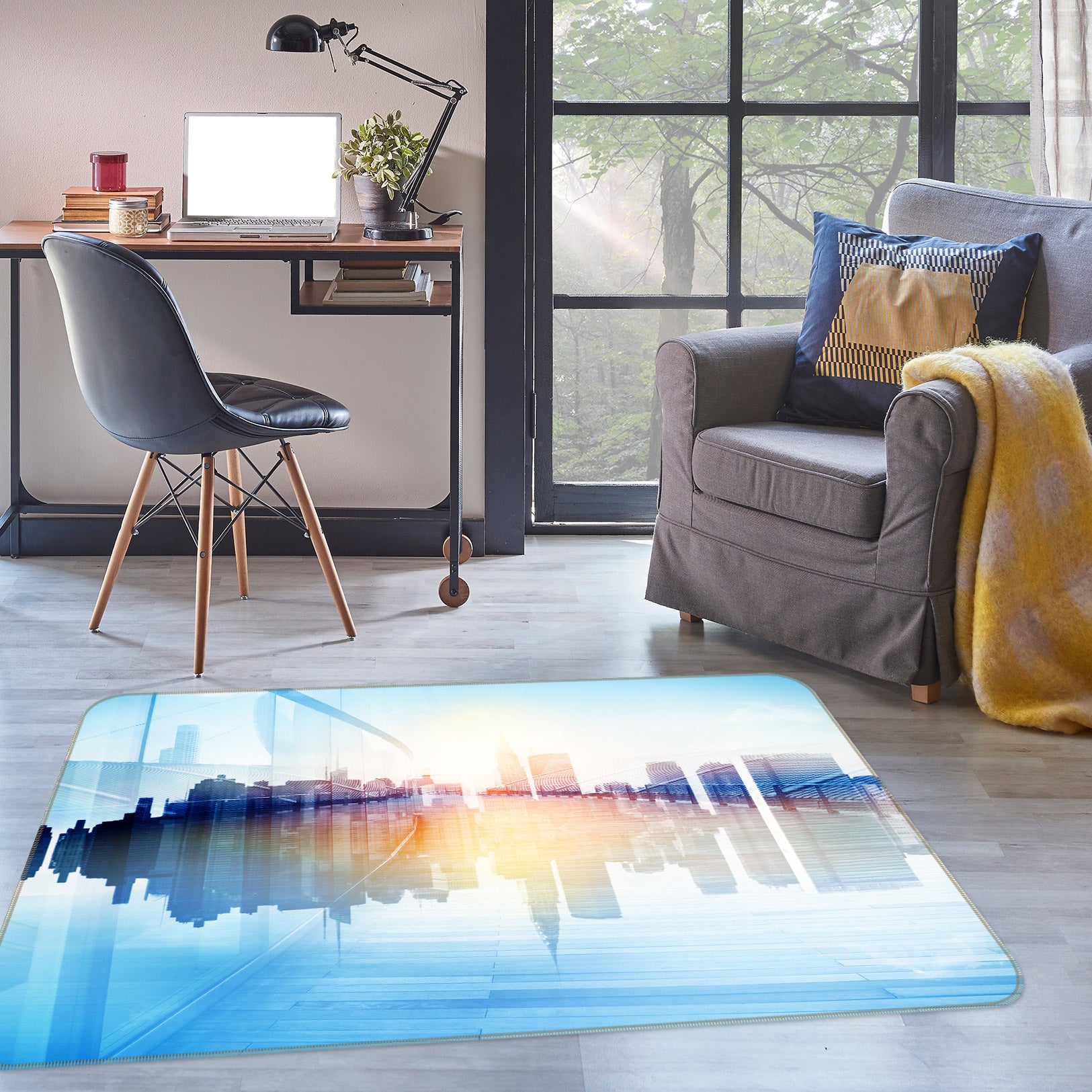 3D Building Reflection 77100 Non Slip Rug Mat