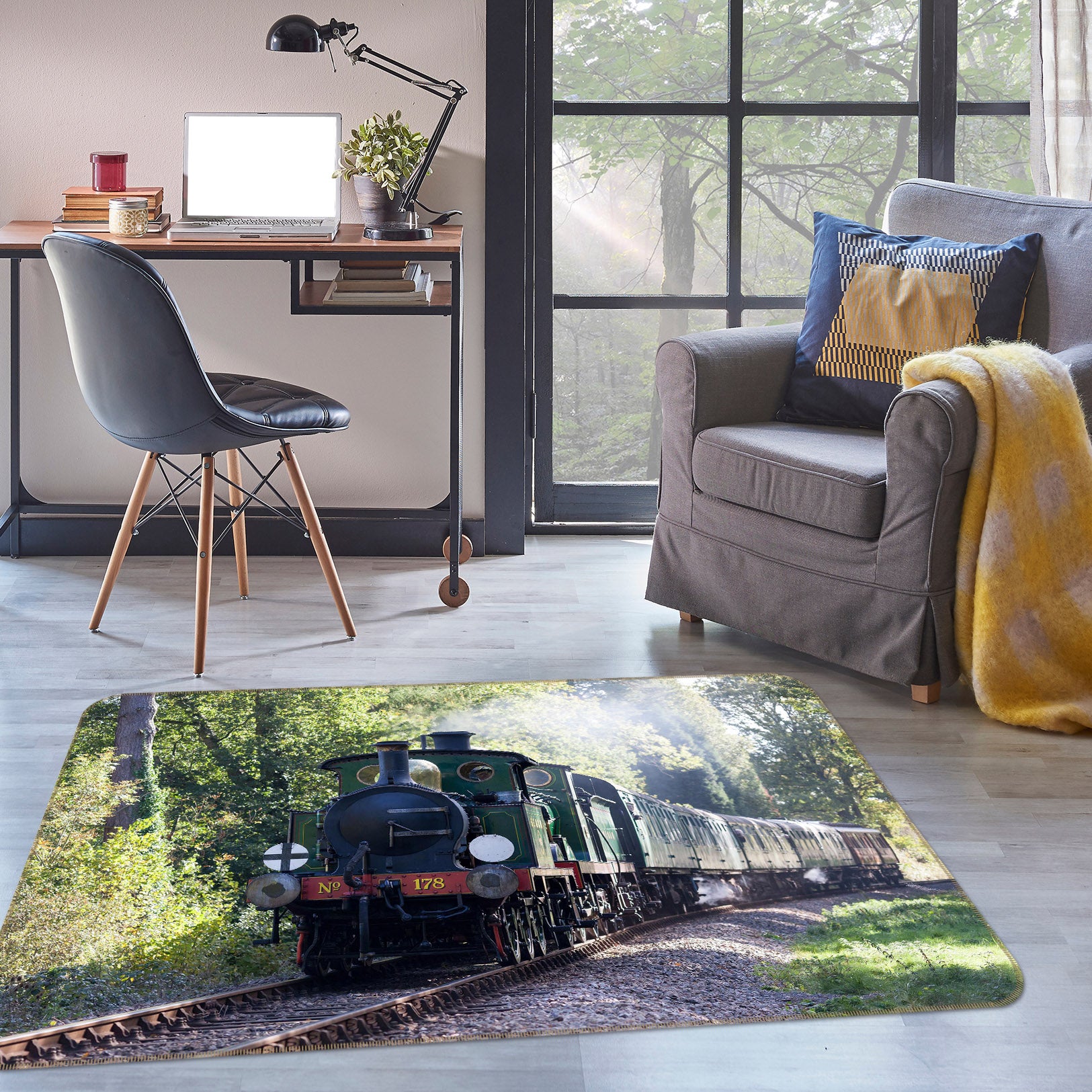 3D Train Tree 68097 Vehicle Non Slip Rug Mat